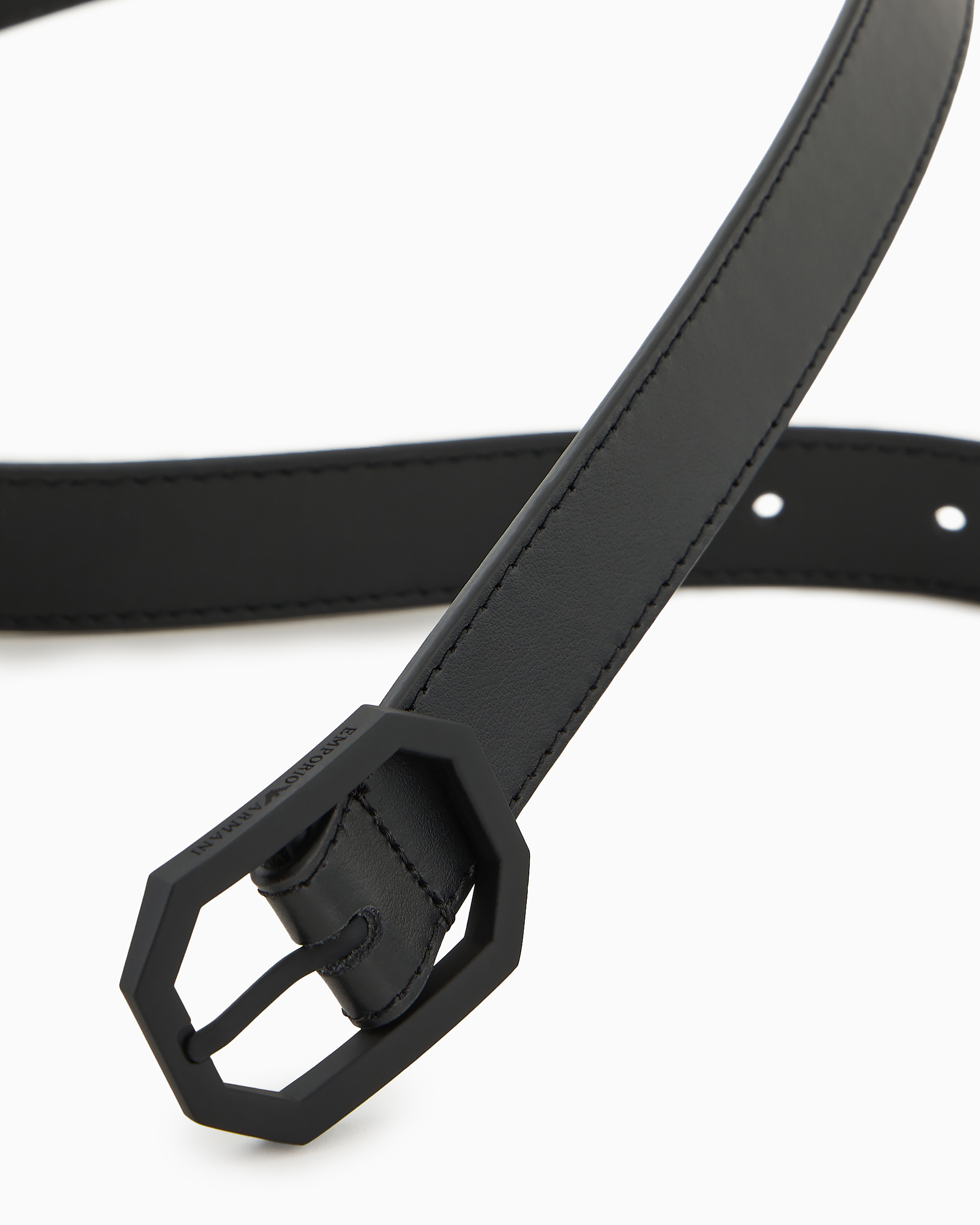 Emporio Armani Official Store Smooth Leather Belt In Deep Black