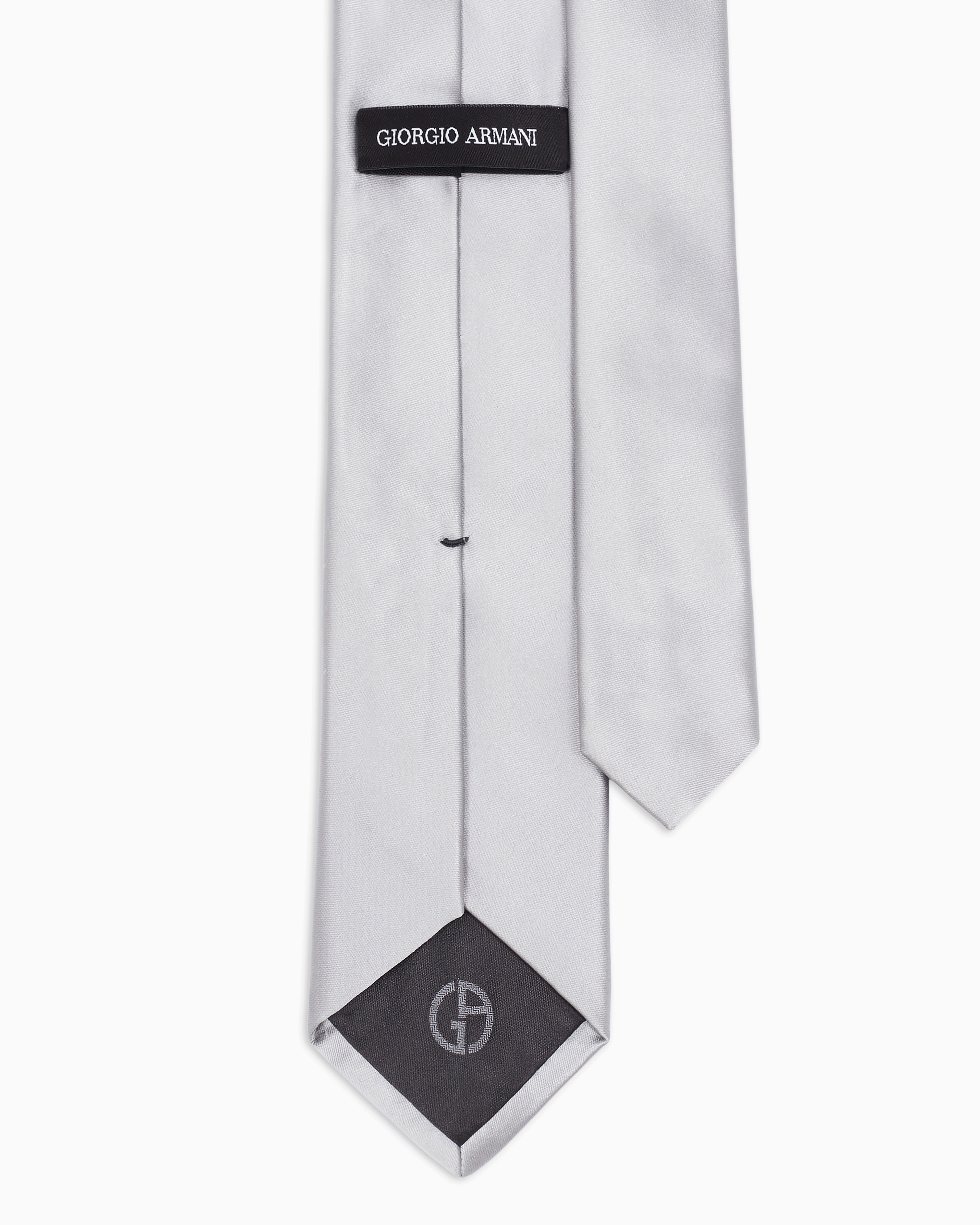 Giorgio Armani Official Store Pure Silk Tie In Light Gray