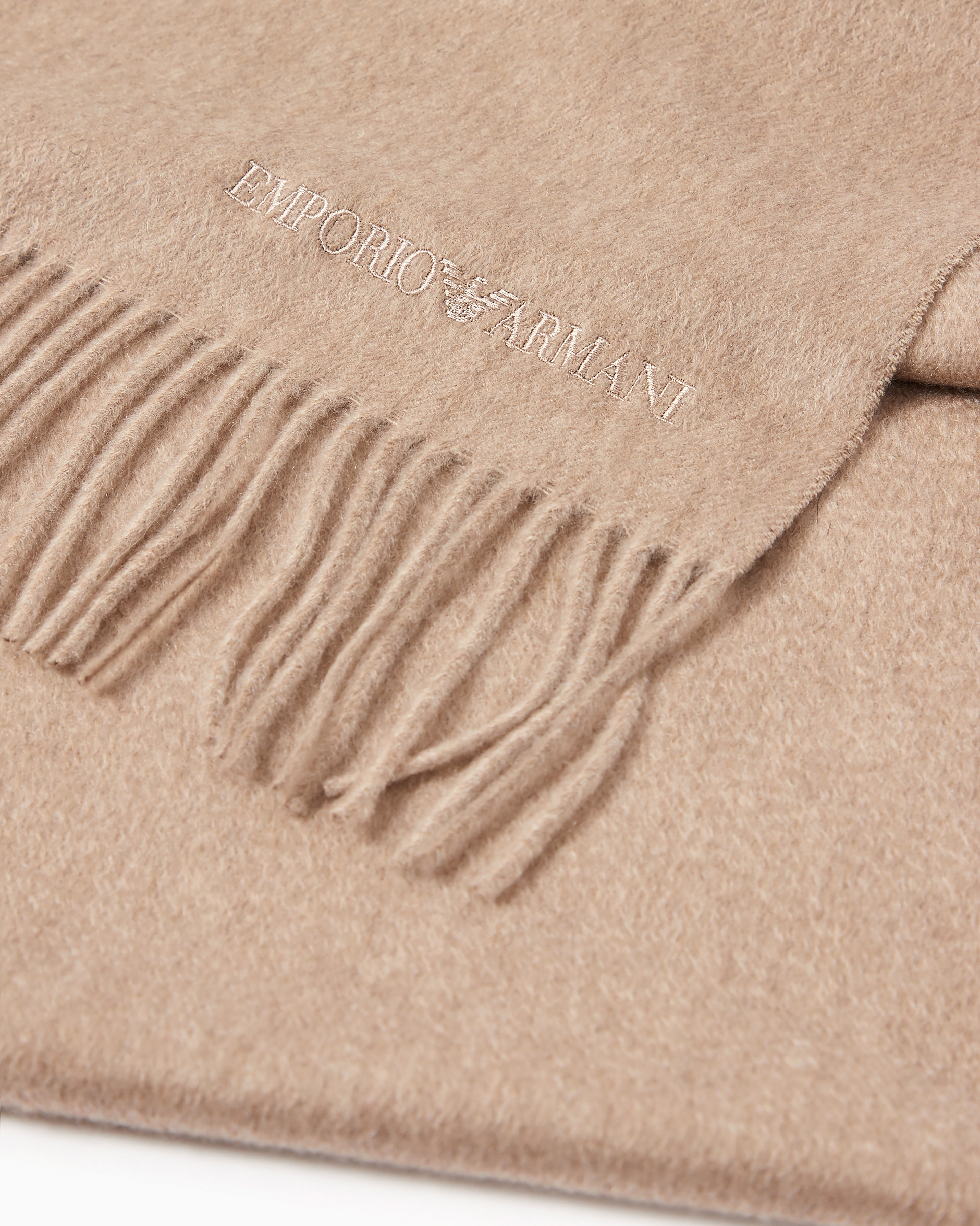 Shop Emporio Armani Casentino Cashmere Scarf In Beige