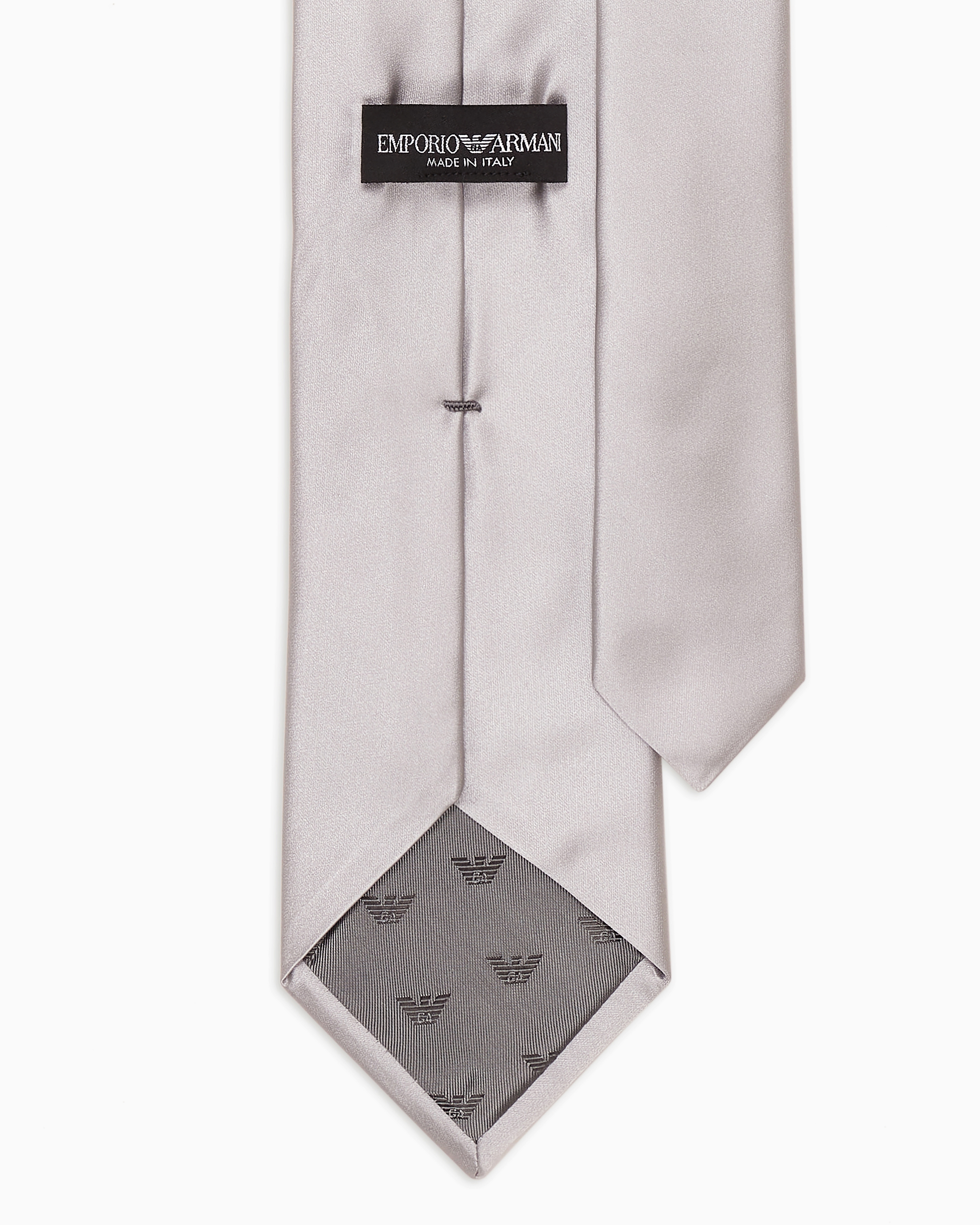 Emporio Armani Pure Silk Tie In Silver
