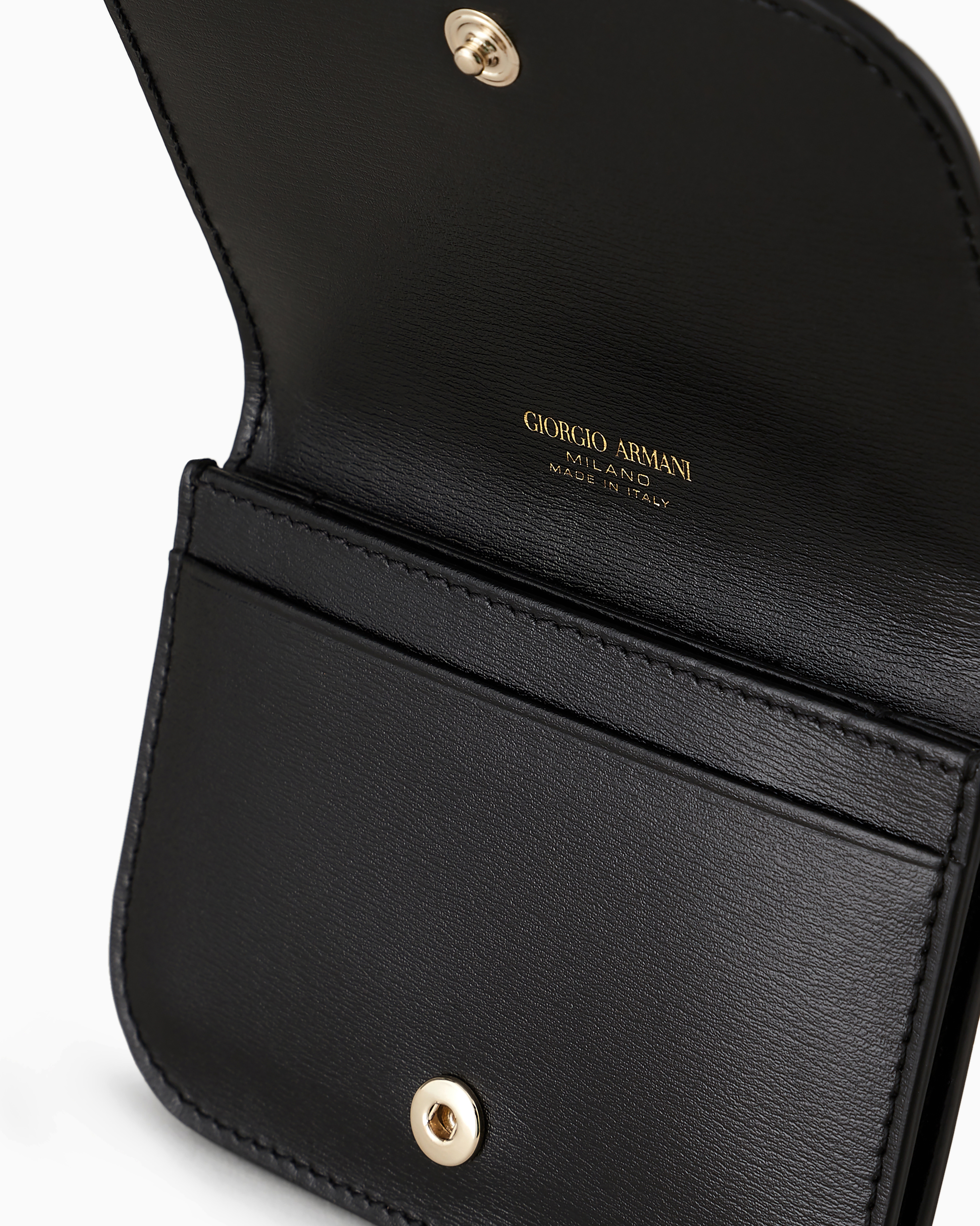 Shop Giorgio Armani La Prima Palmellato Leather Card Holder In Schwarz