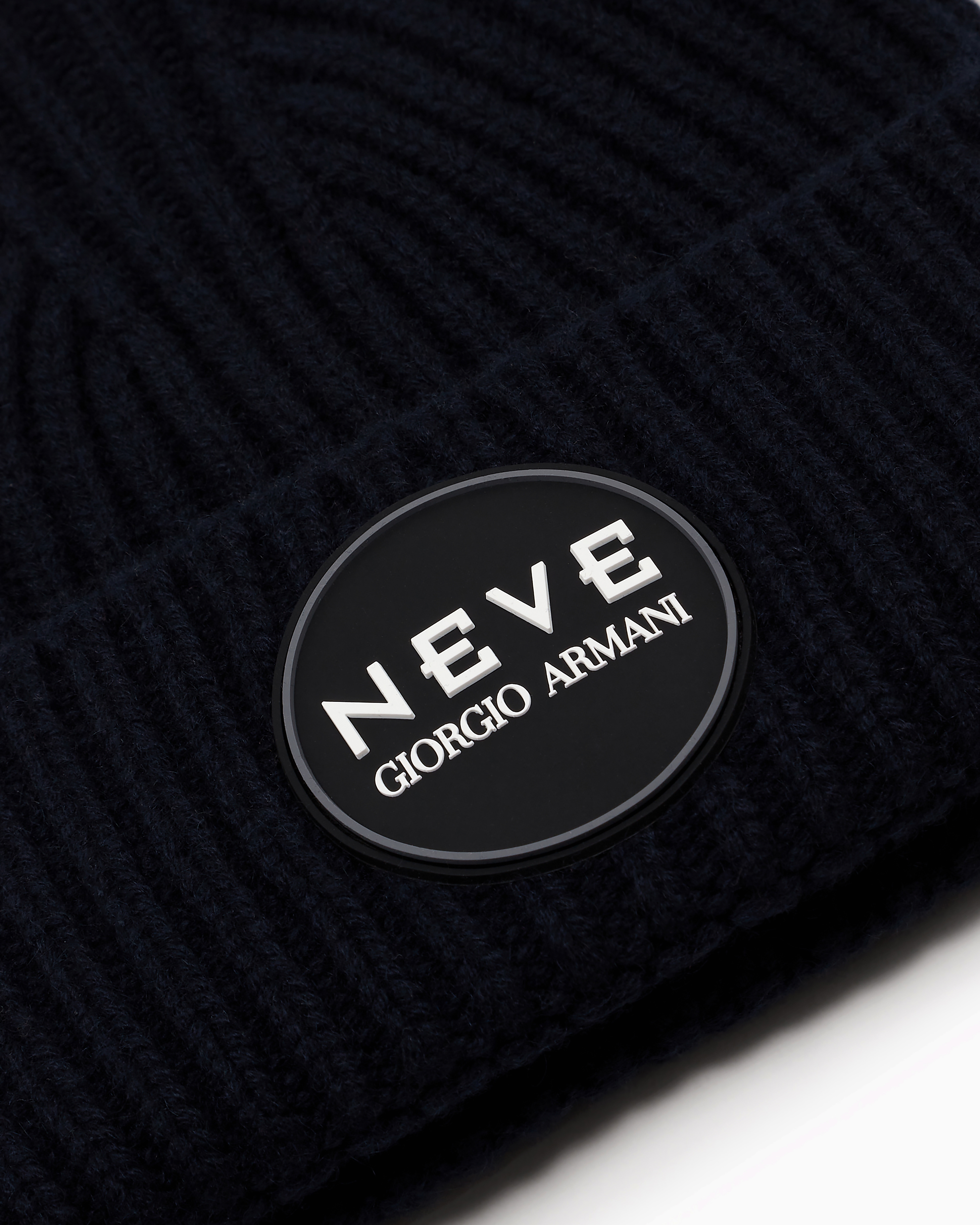 Giorgio Armani Neve Cashmere Beanie In Navy Blue