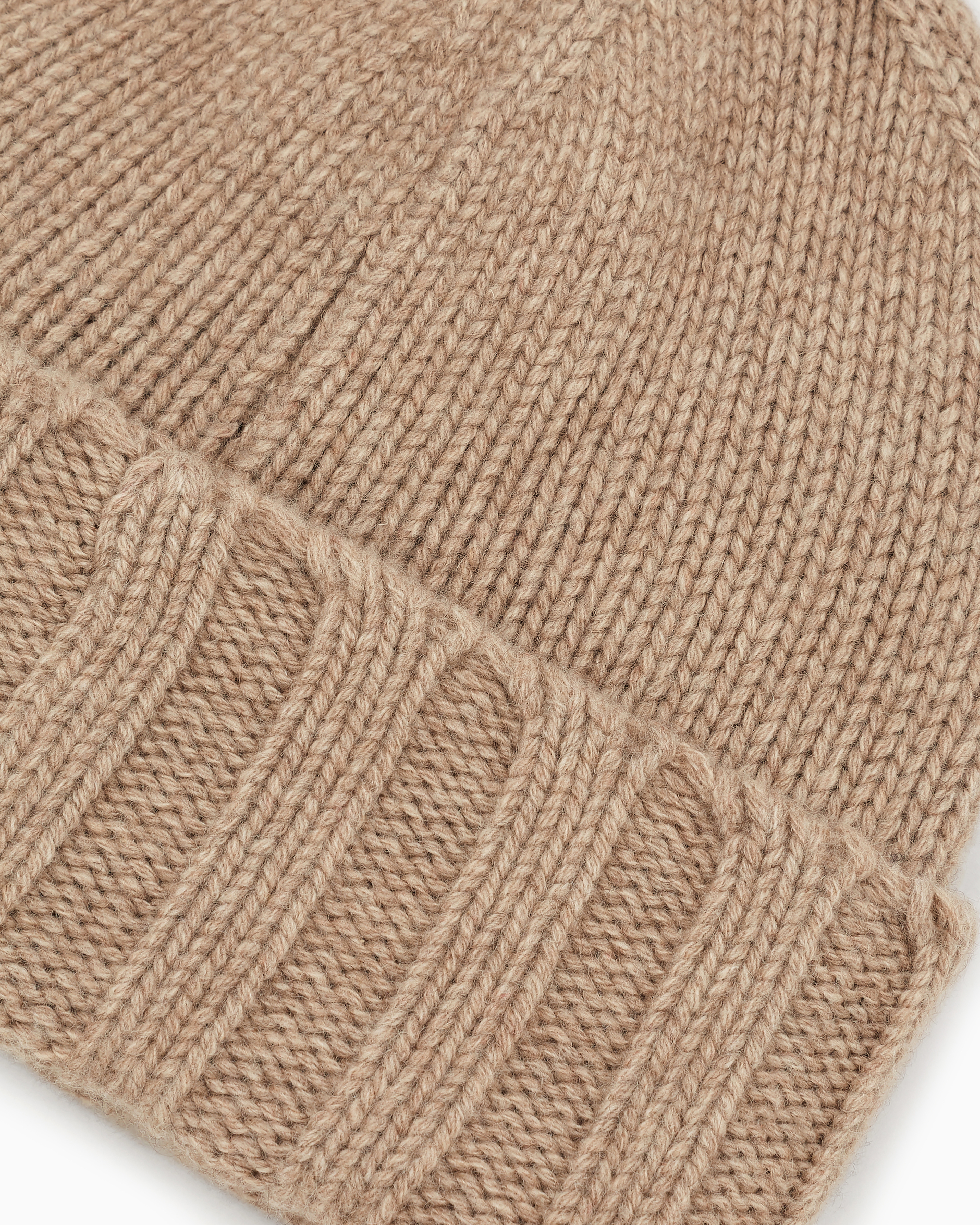 Shop Emporio Armani Ribbed Cashmere Beanie In Beige