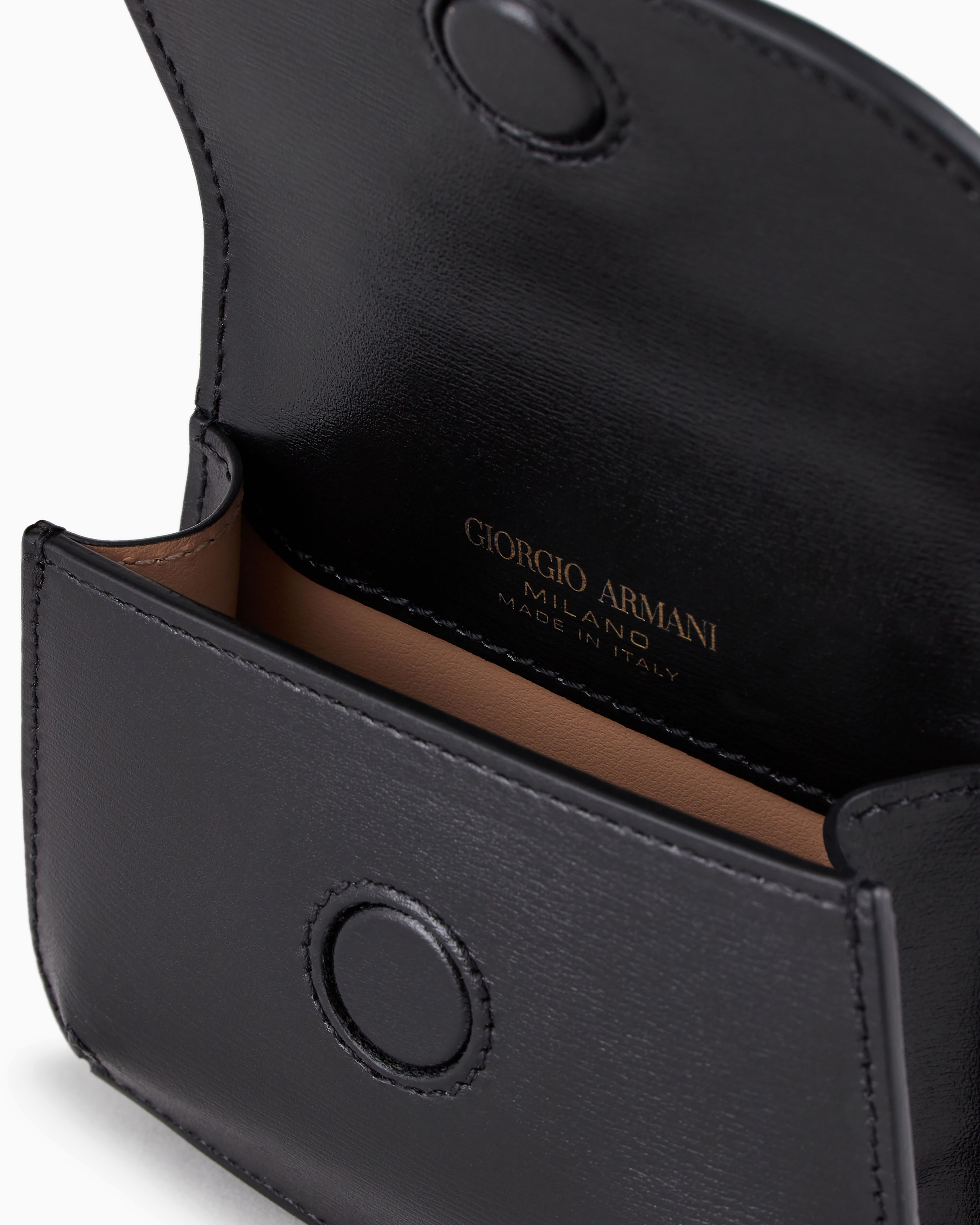 Giorgio Armani Palmellato Calfskin Mini Charm In Black