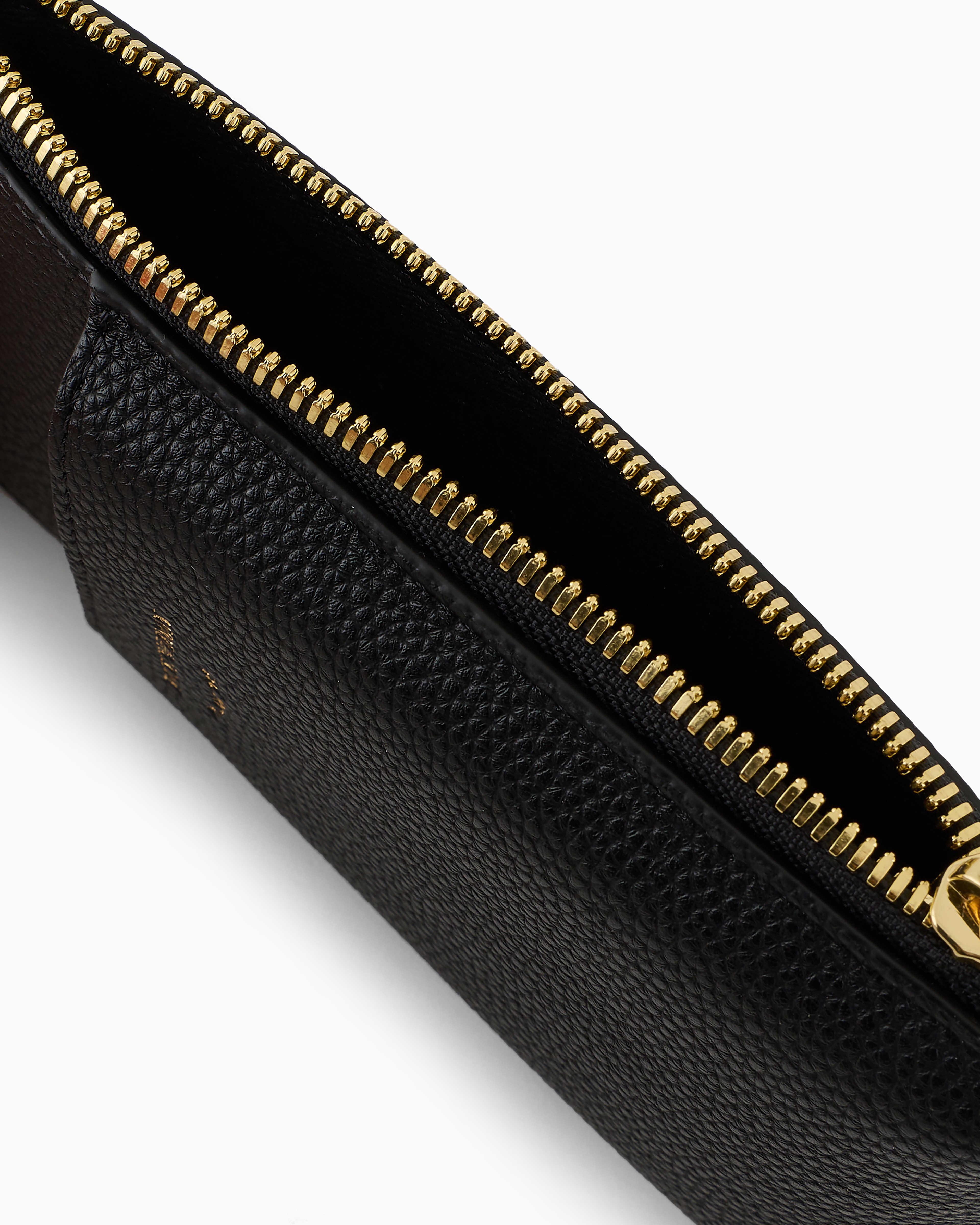 Emporio Armani Official Store Deer-print Myea Phone Case With Zip And Pockets In Black