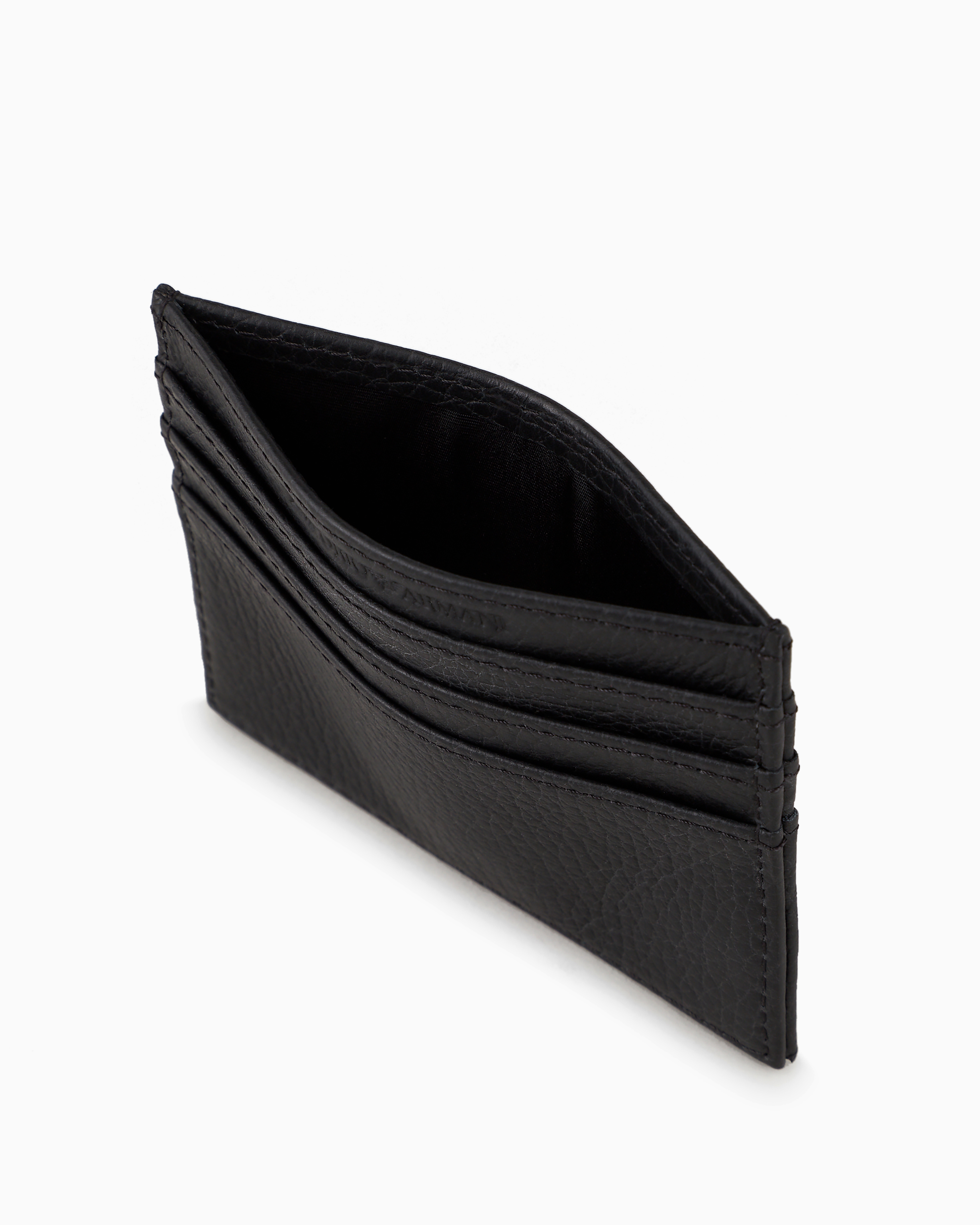 EMPORIO ARMANI TUMBLED LEATHER CARD HOLDER