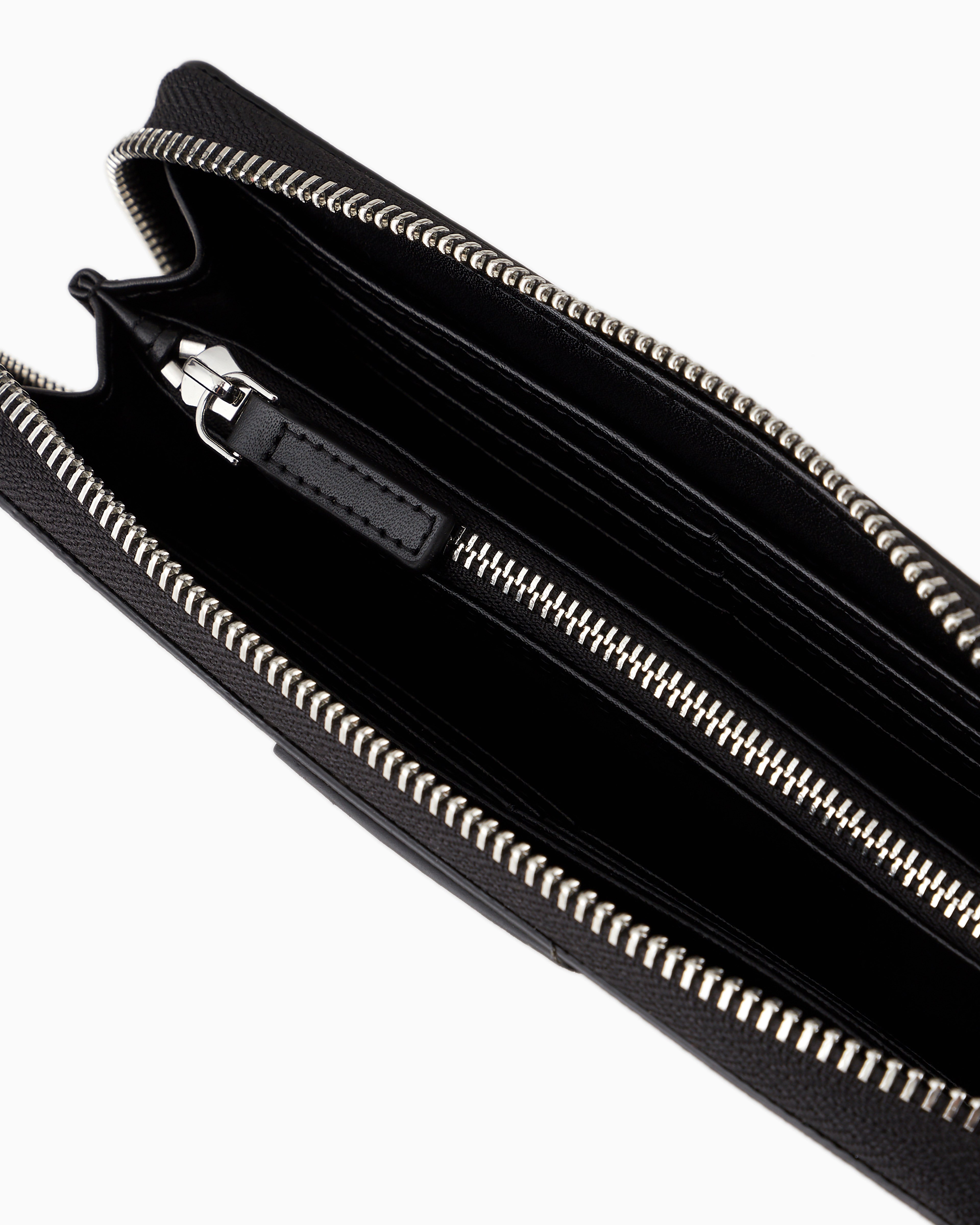 Emporio Armani Official Store All-over Eagle Wallet With Wraparound Zip In Black