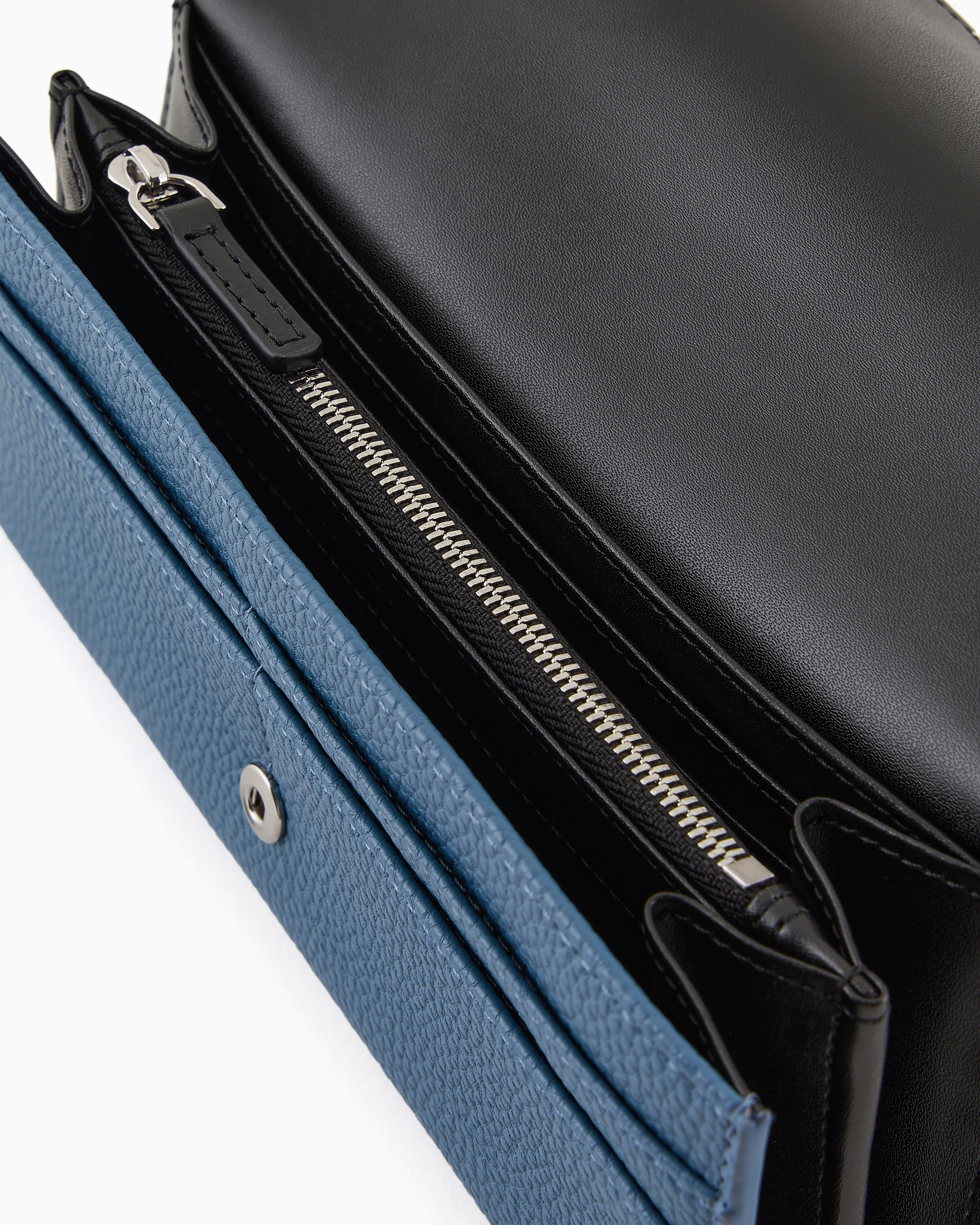 Emporio Armani Official Store Deer-print Myea Wallet With Flap In Azure