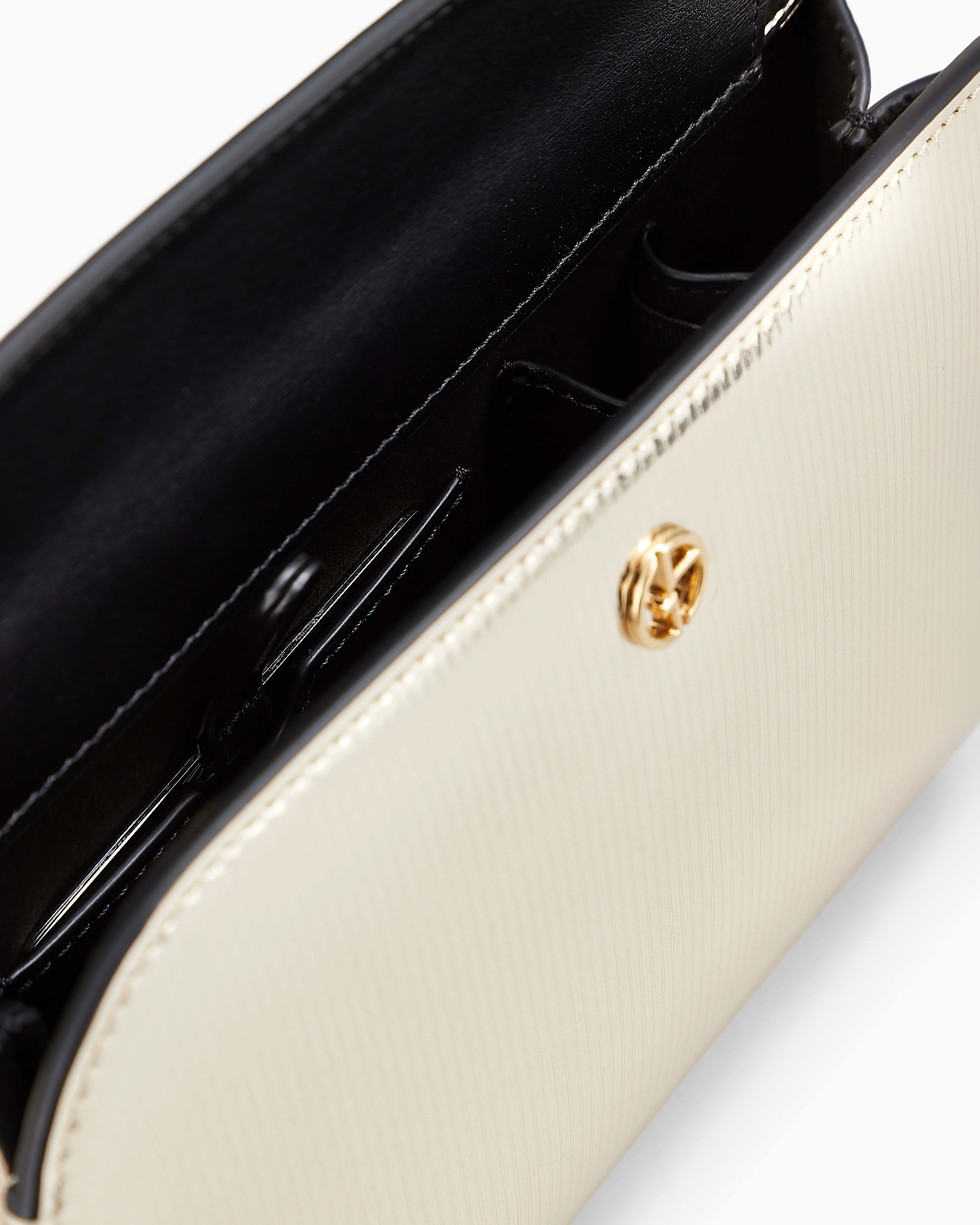 Giorgio Armani Striped, Lamé-leather La Prima Clutch Bag In Silver