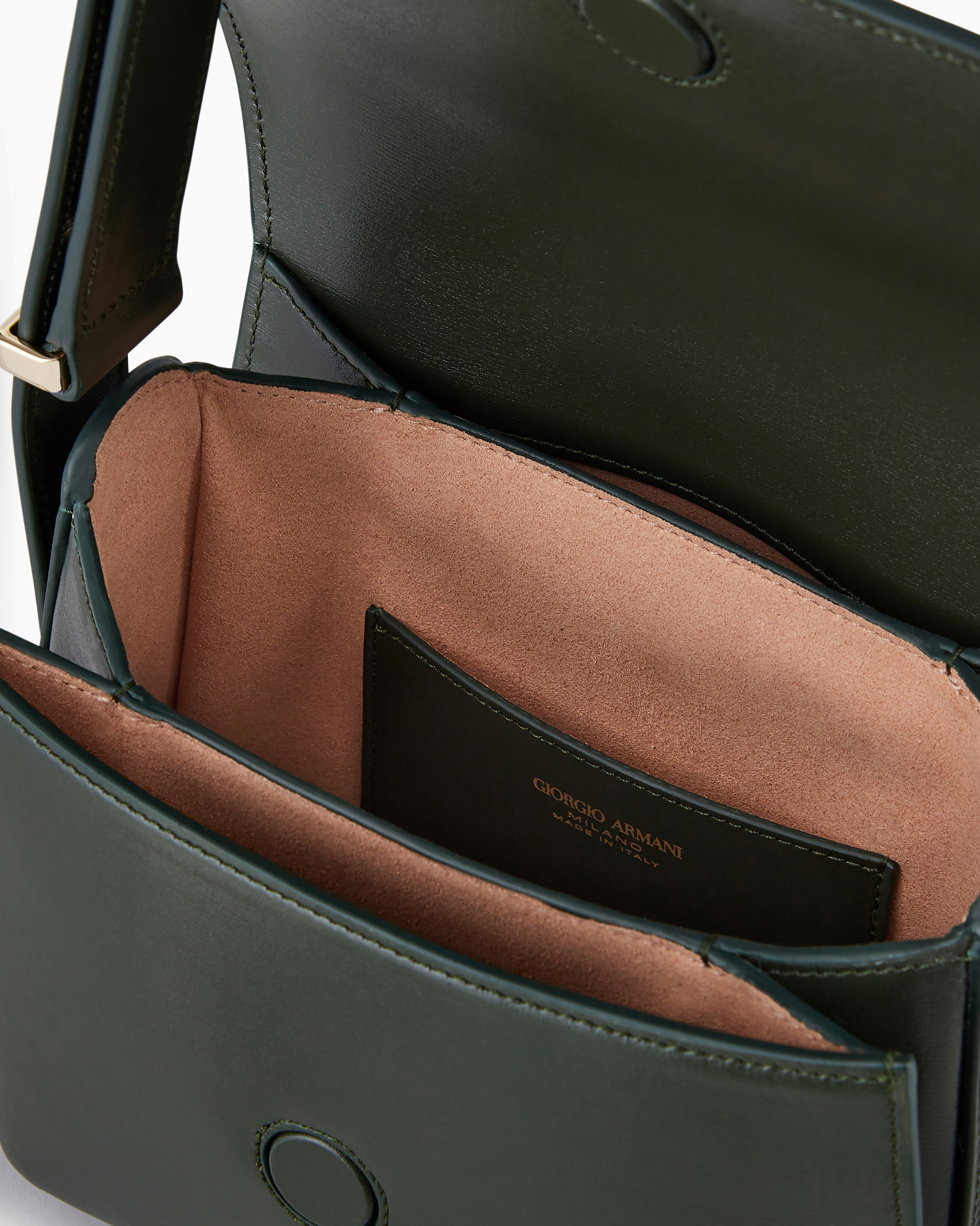 Giorgio Armani Official Store Small Palmellato-leather La Prima Bag In Military Green