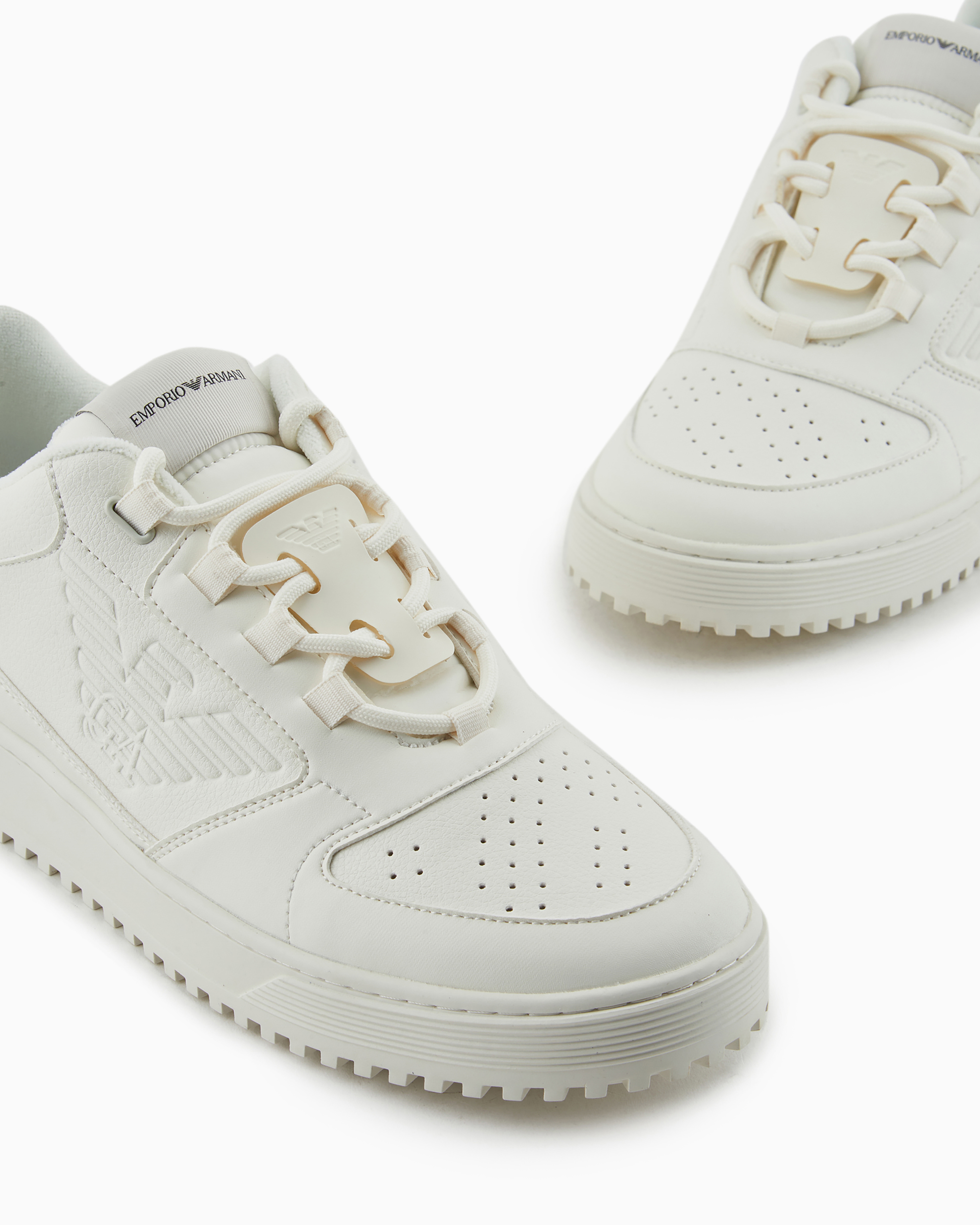 Emporio Armani Official Store Sneakers With Oversized Embossed Eagle In White