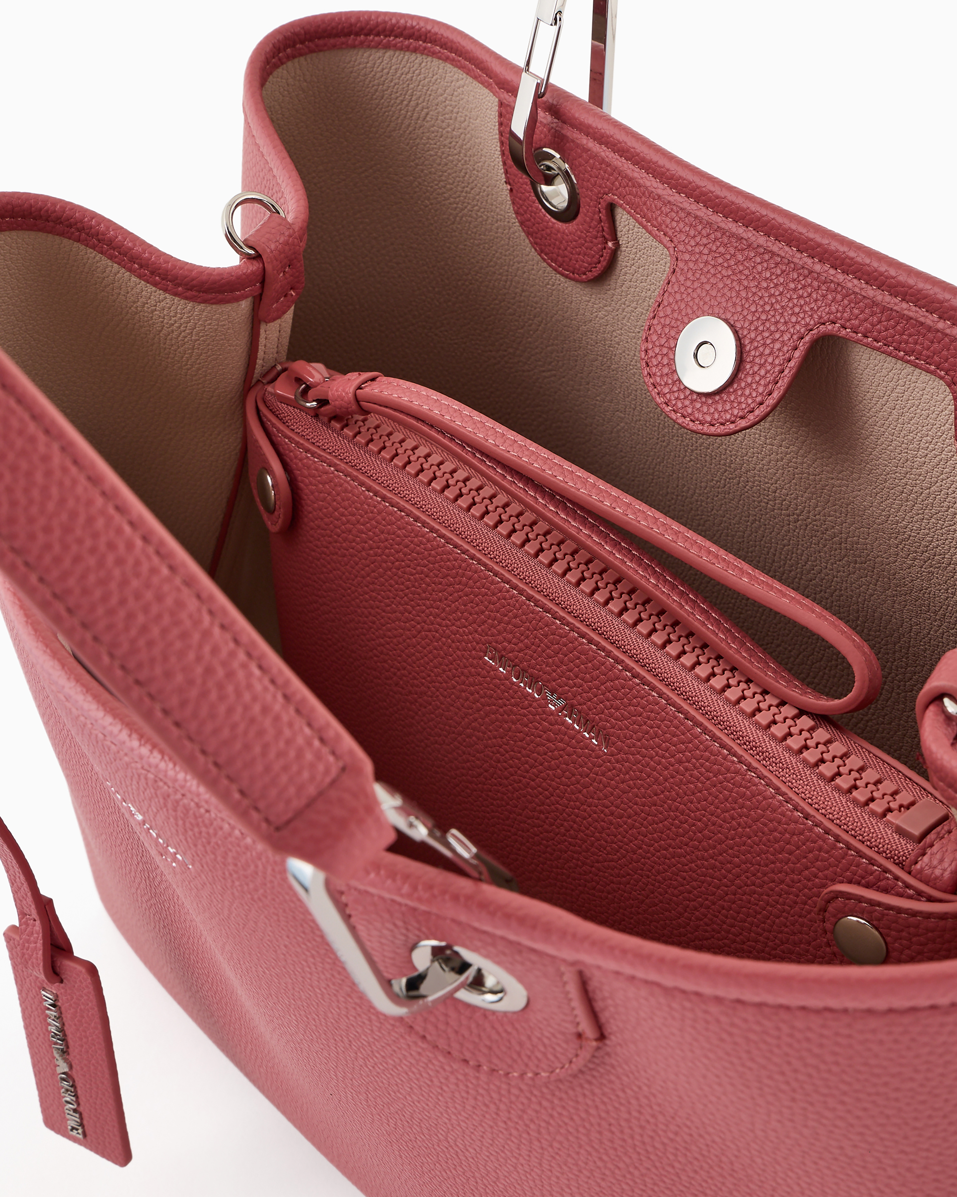 Emporio Armani Official Store Medium Myea Shopper Bag With Deer Print In Powder Pink