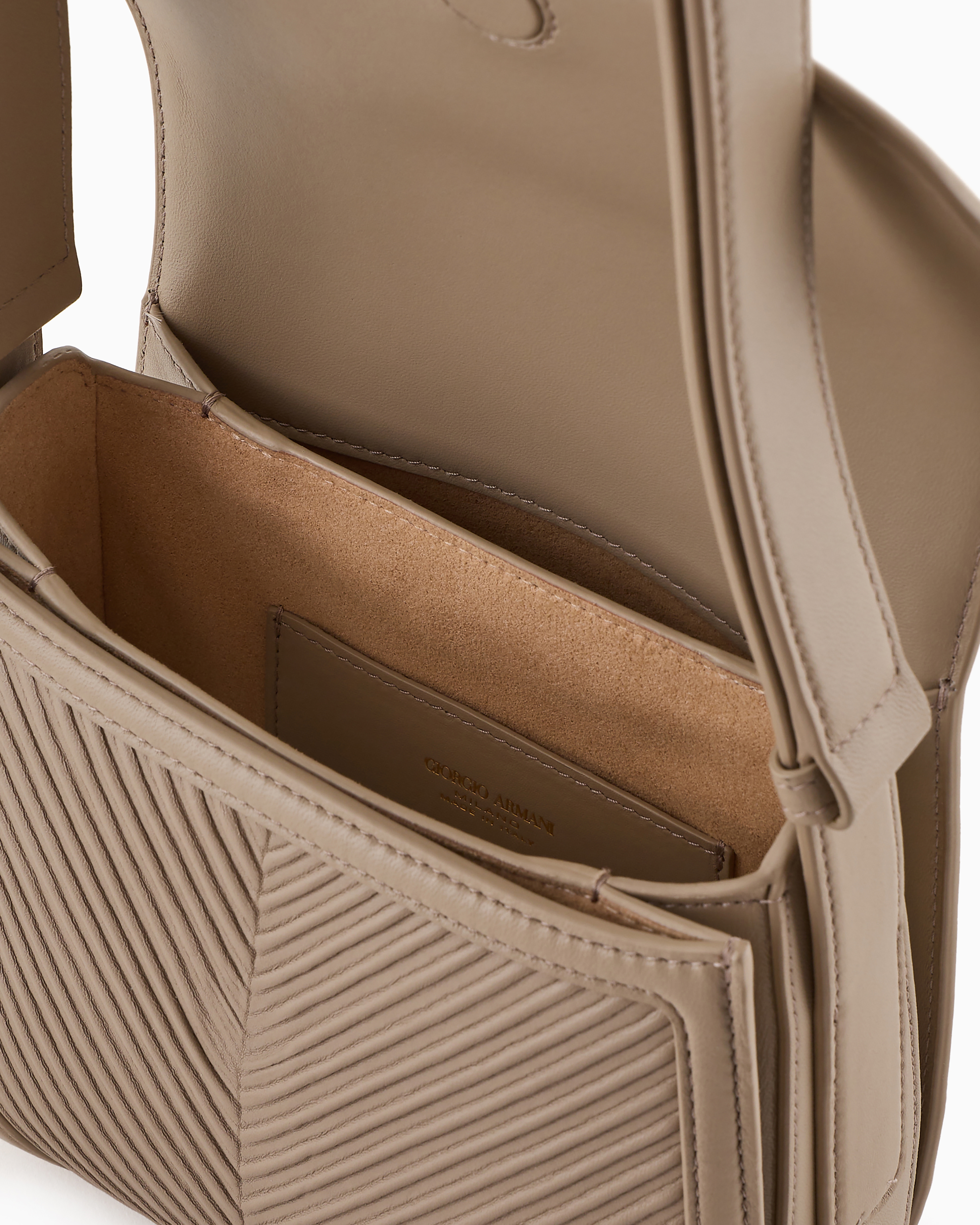 Giorgio Armani Official Store Pleated Nappa-leather La Prima Bag In Beige