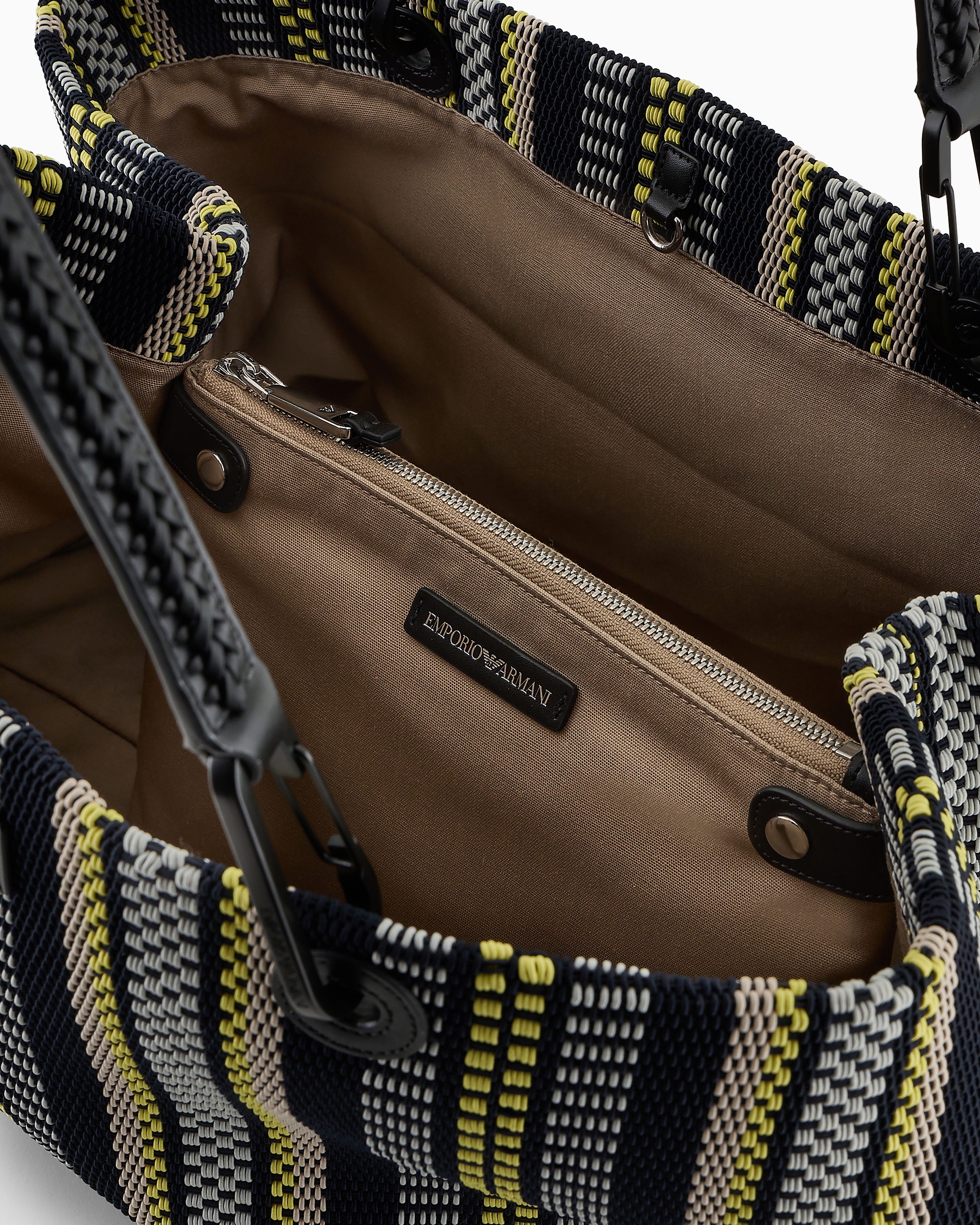 Emporio Armani Official Store Myea Large Basketweave Shopper Bag In Pattern
