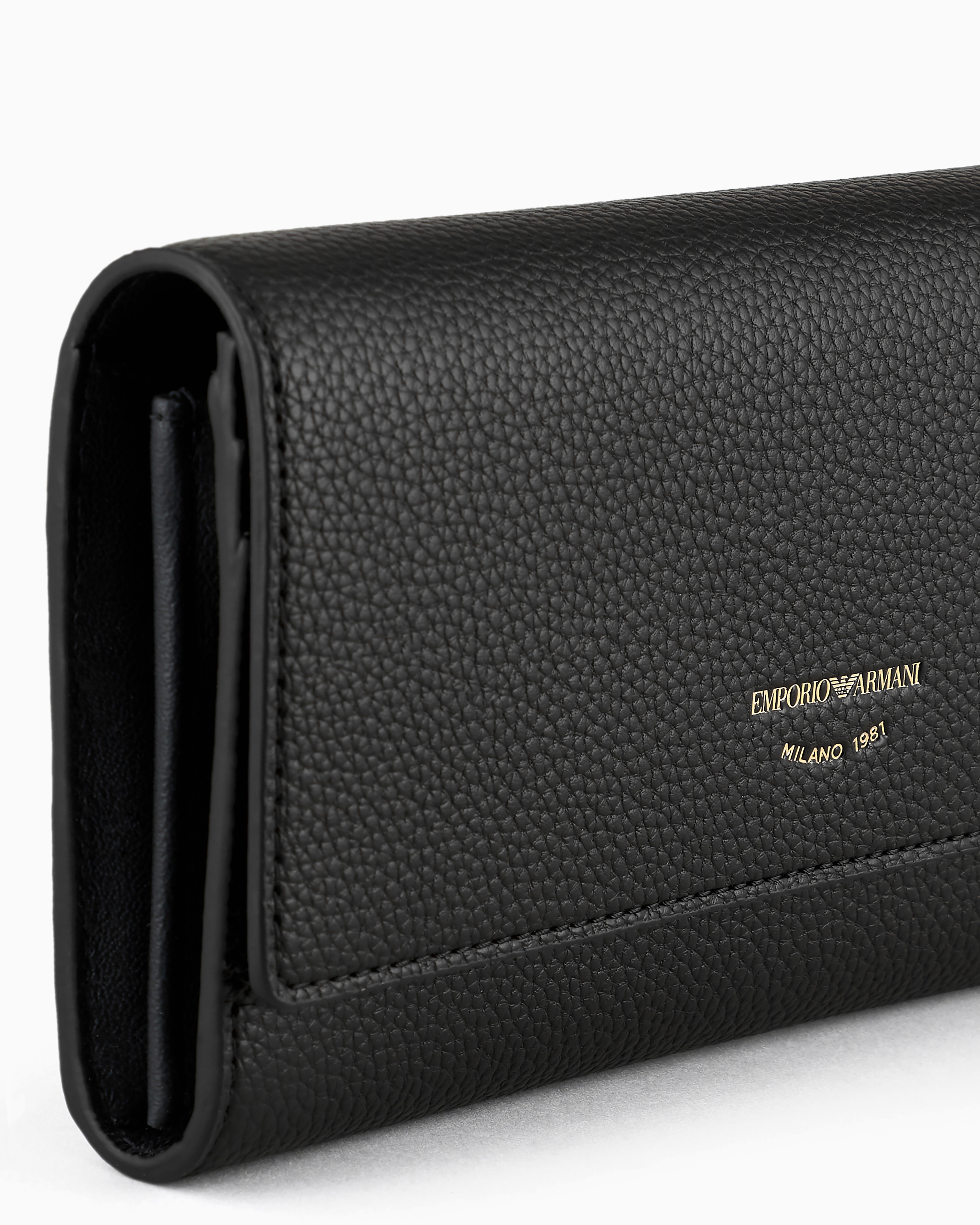 Emporio Armani Official Store Deer-print Myea Wallet With Flap In Black