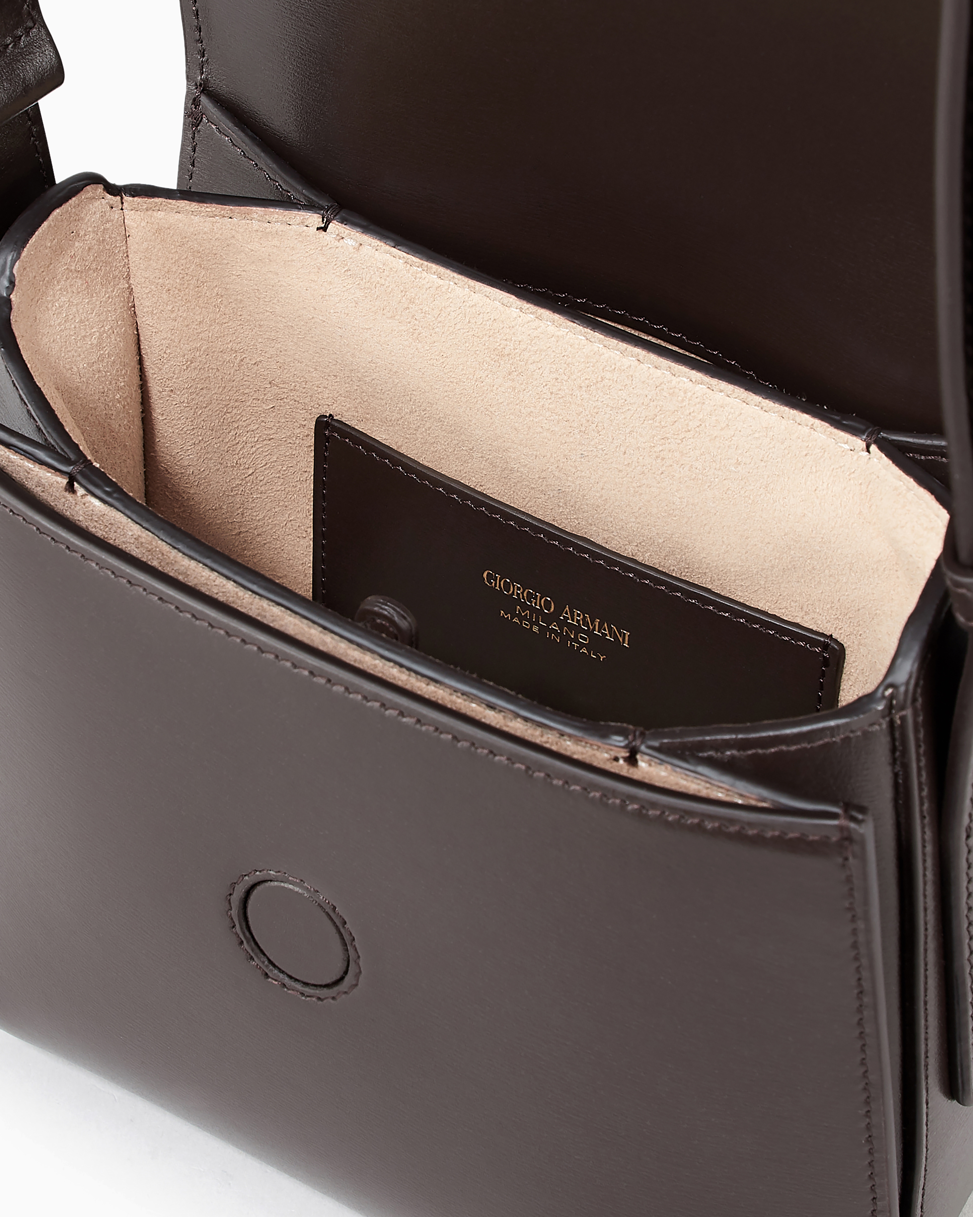 Giorgio Armani Official Store Small Palmellato-leather La Prima Bag In Brown