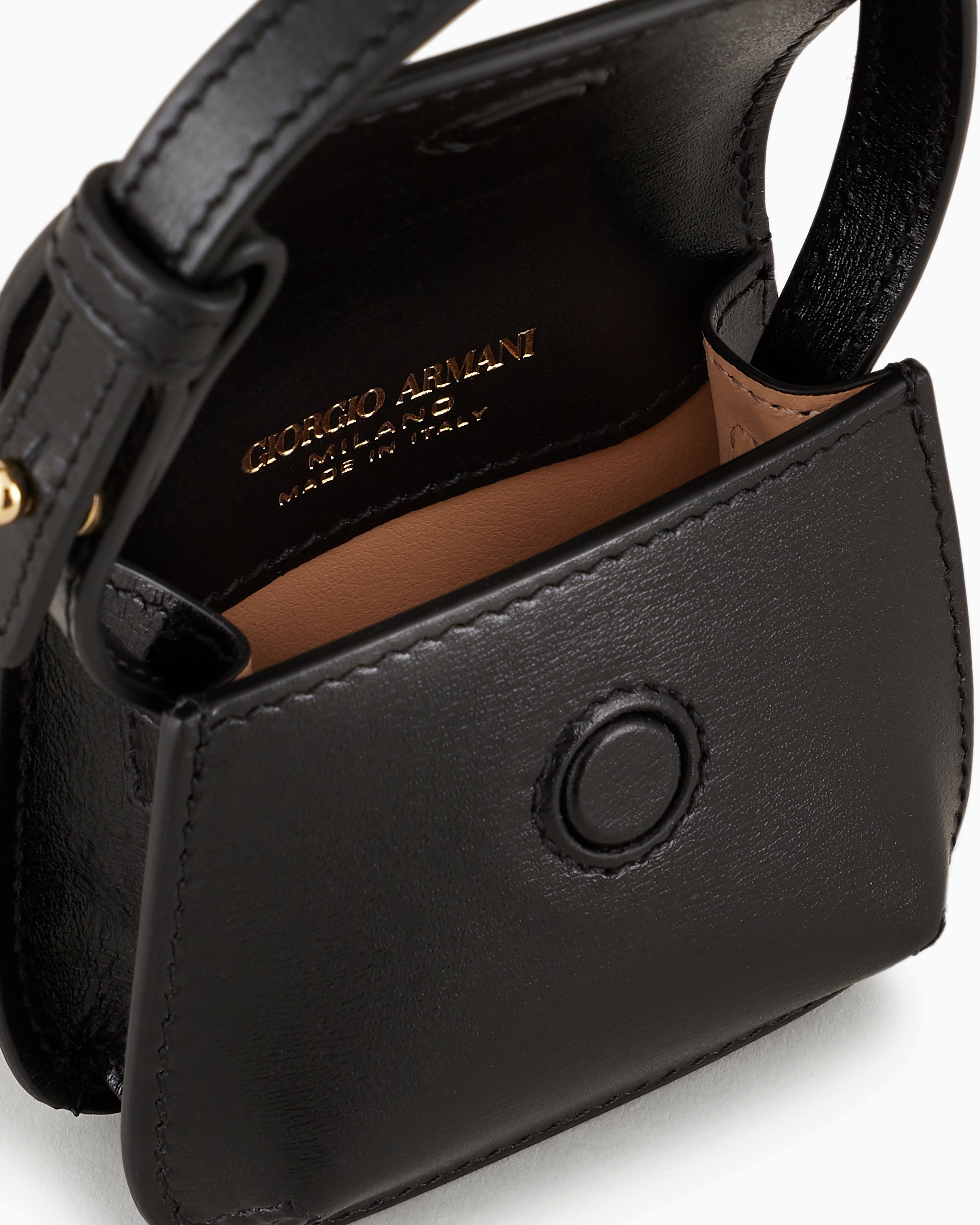 Giorgio Armani Official Store La Prima Palmellato Leather Mini-charm In Black