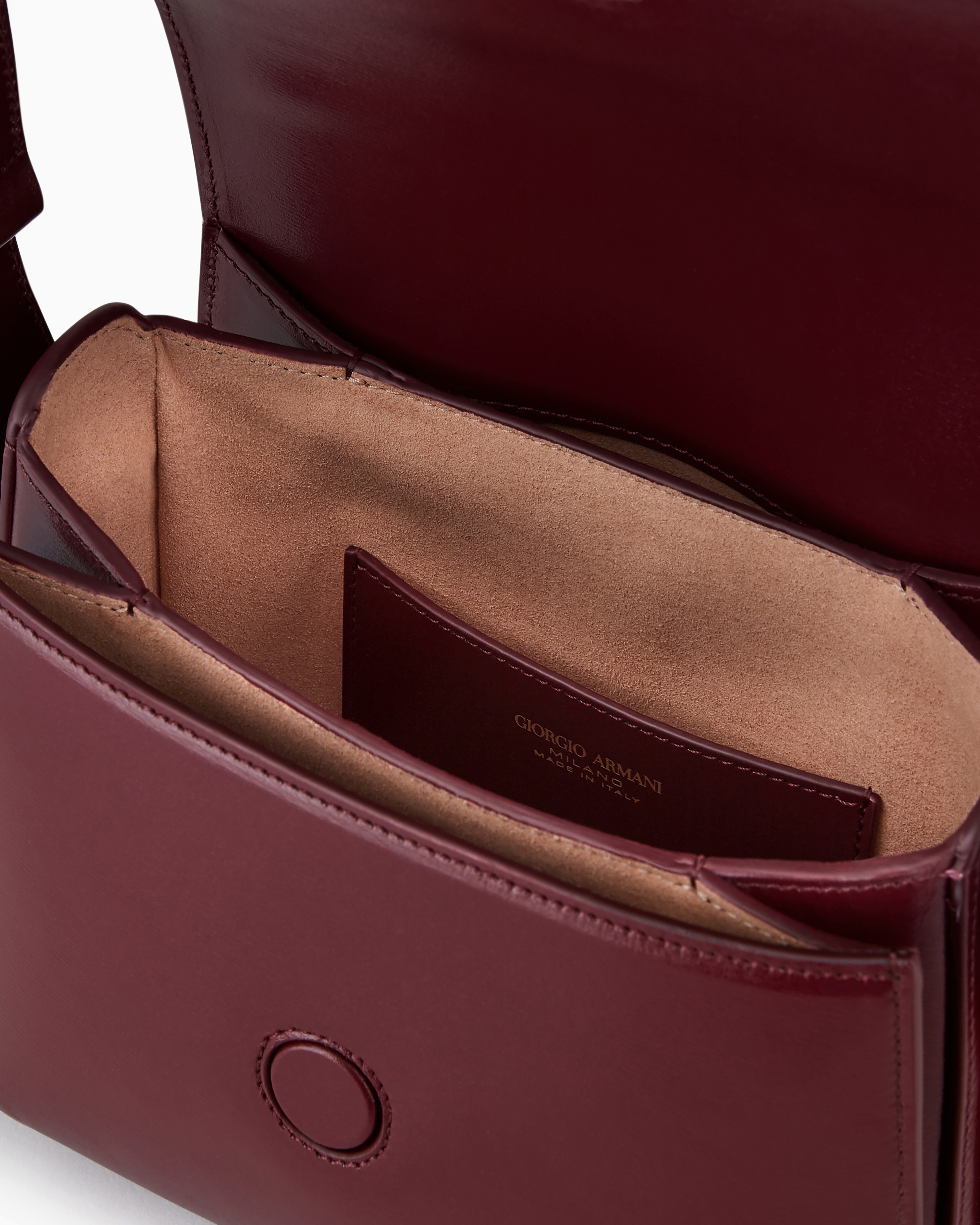 Giorgio Armani Official Store Small Palmellato-leather La Prima Bag In Bordeaux
