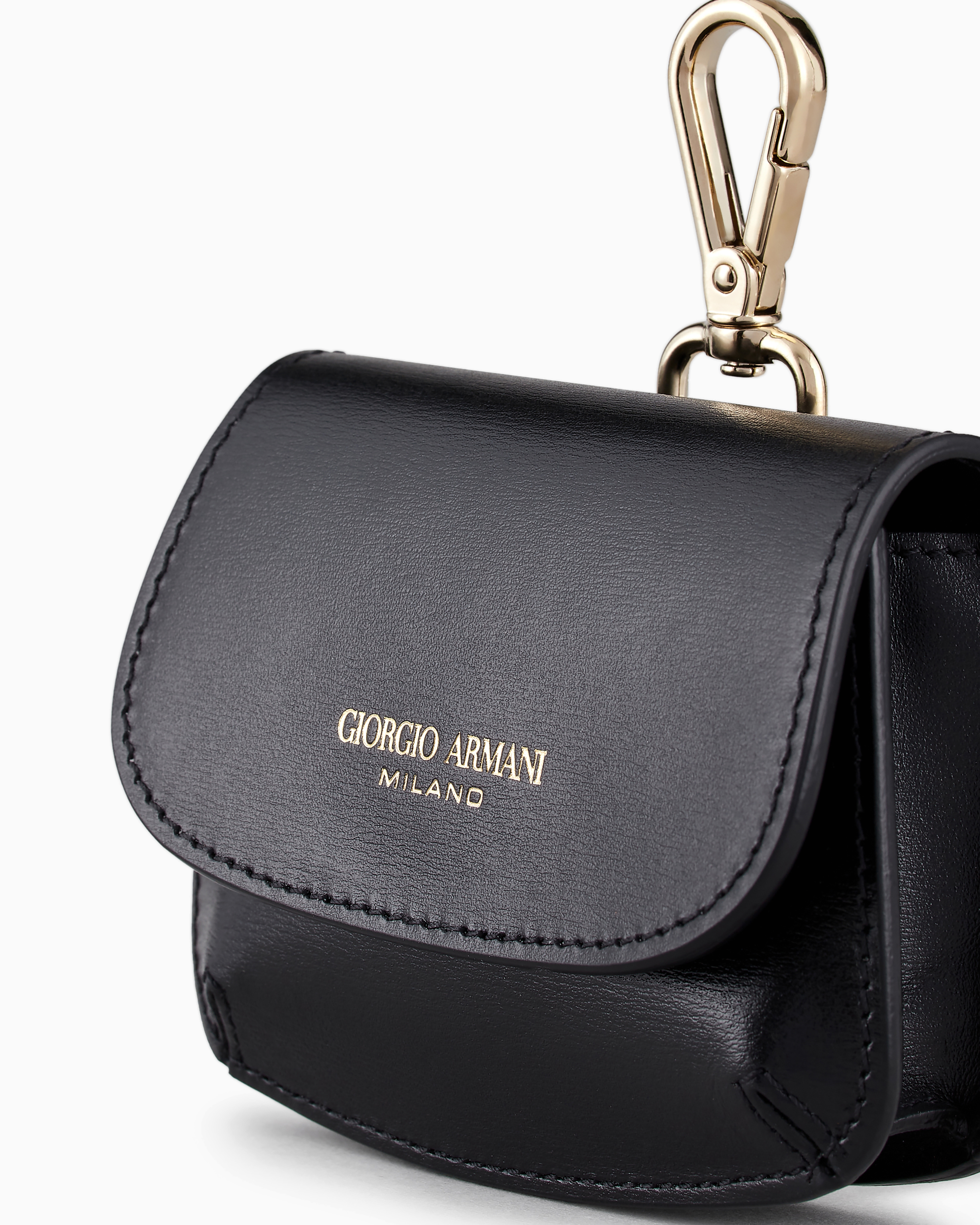 Giorgio Armani Palmellato Calfskin Mini Charm In Black