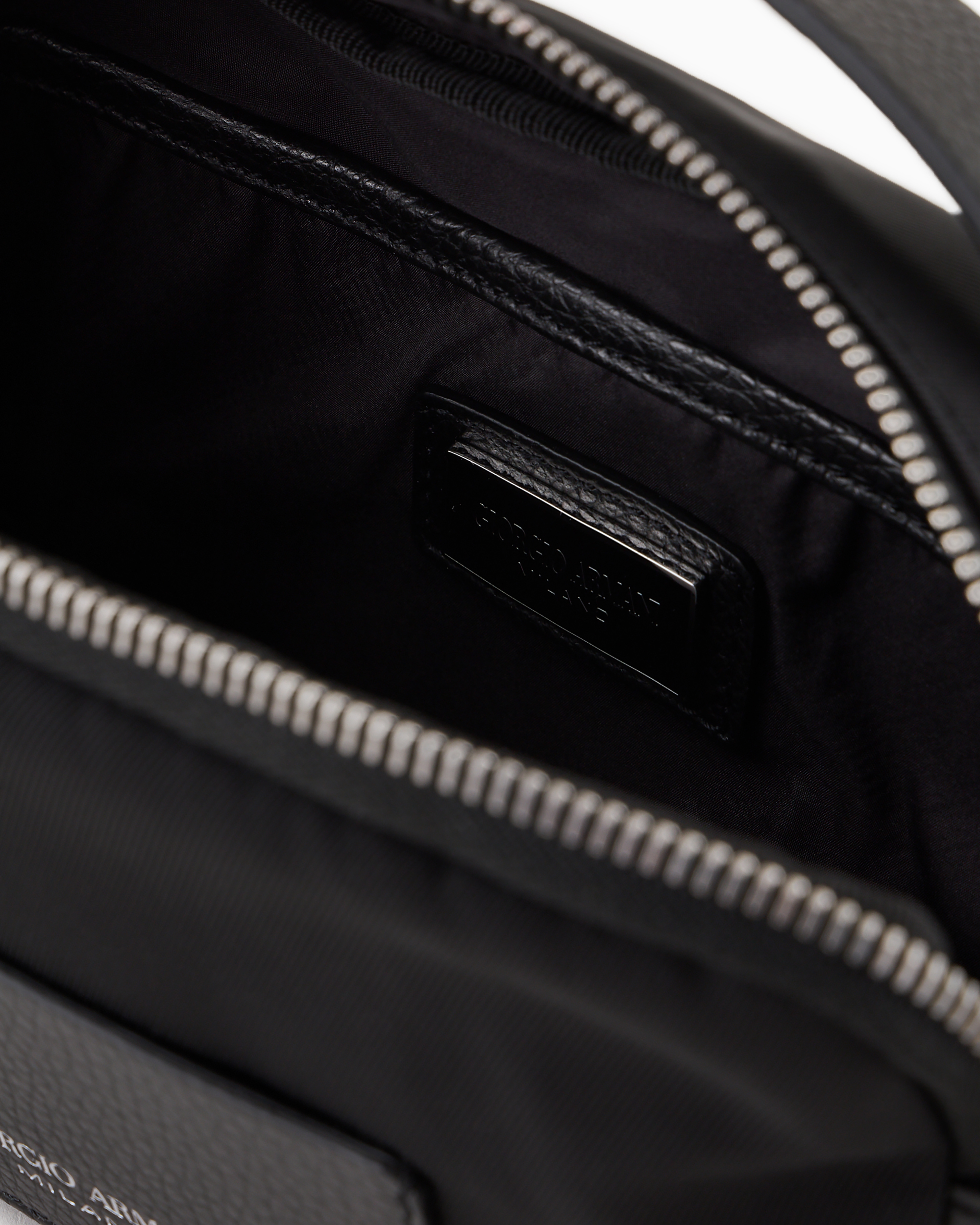 Giorgio Armani Asv Mini Crossbody Bag In Nylon And Leather In Black