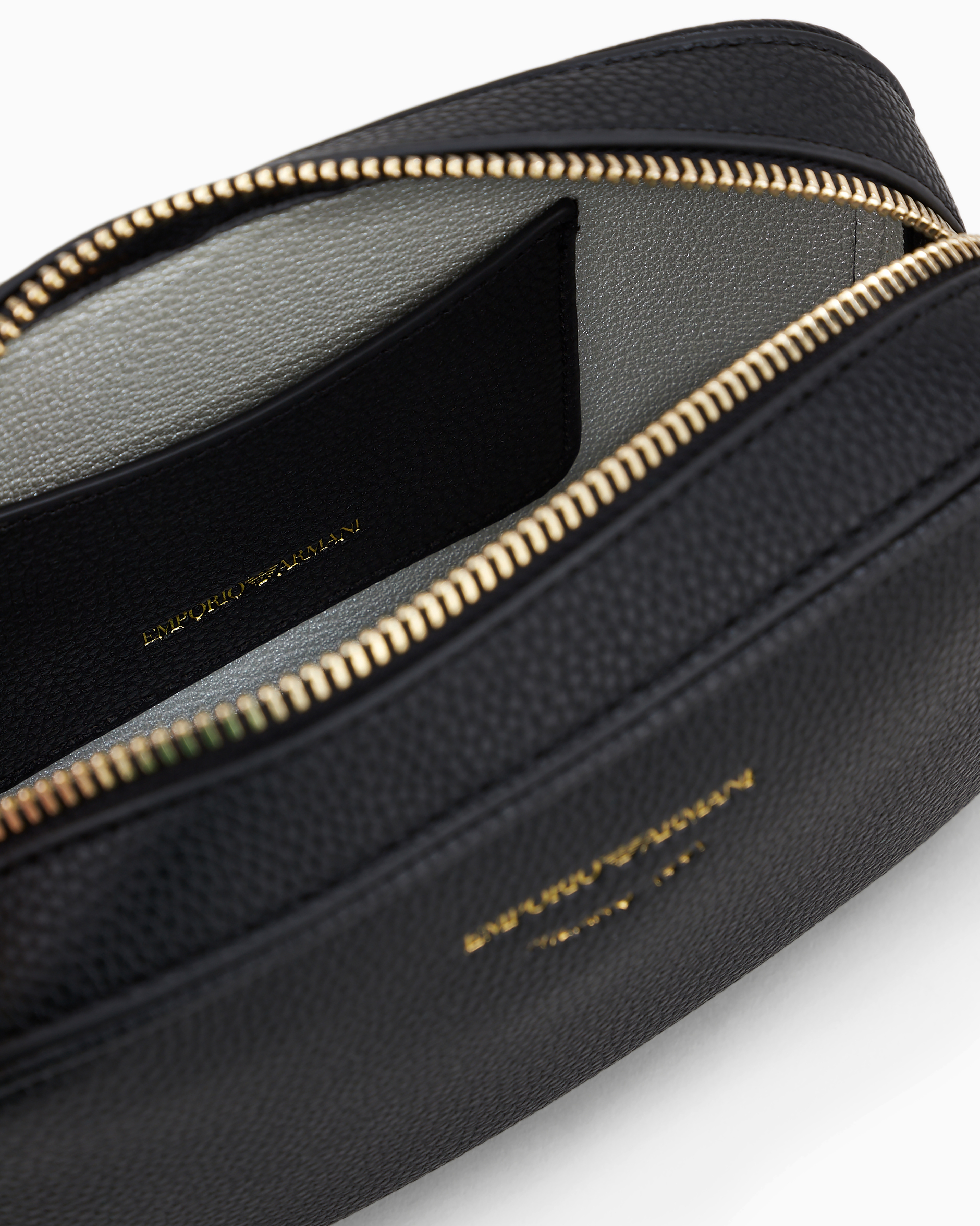 Emporio Armani Official Store Deer-print Camera Case With Shoulder Strap In Black