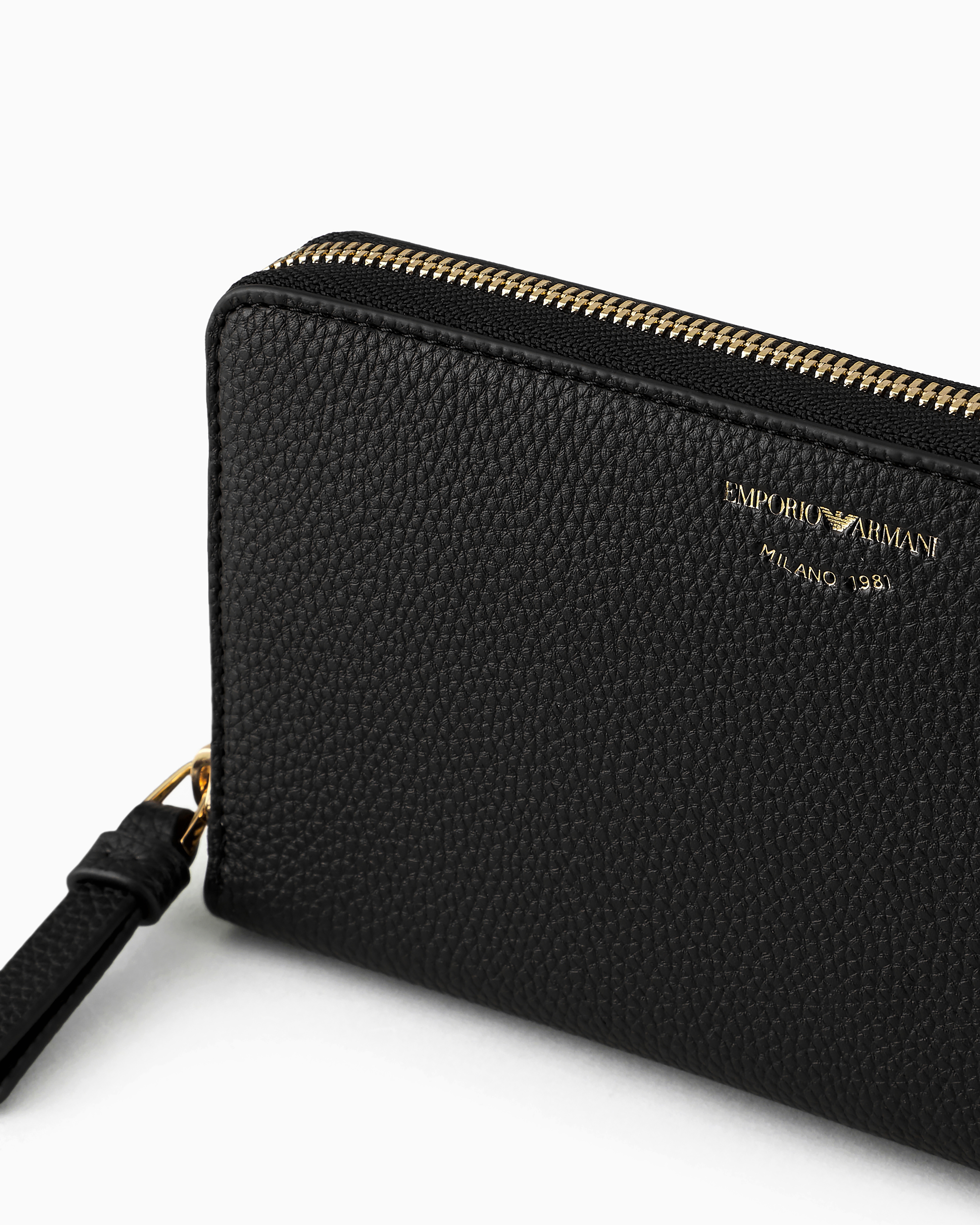 Emporio Armani Deer-print Myea Wallet With Wraparound Zip In Black