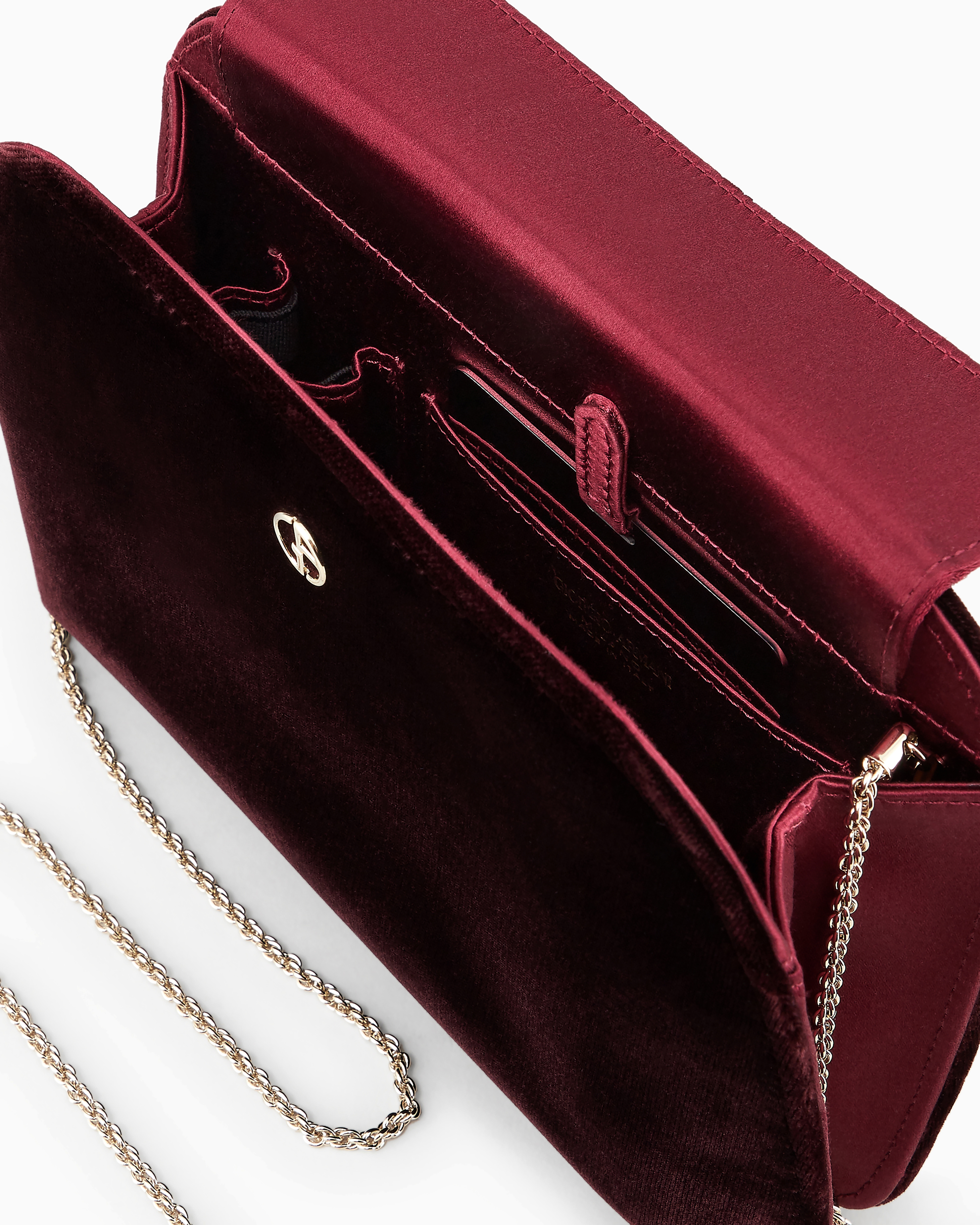 Shop Giorgio Armani Velvet And Satin La Prima Clutch In Bordeaux