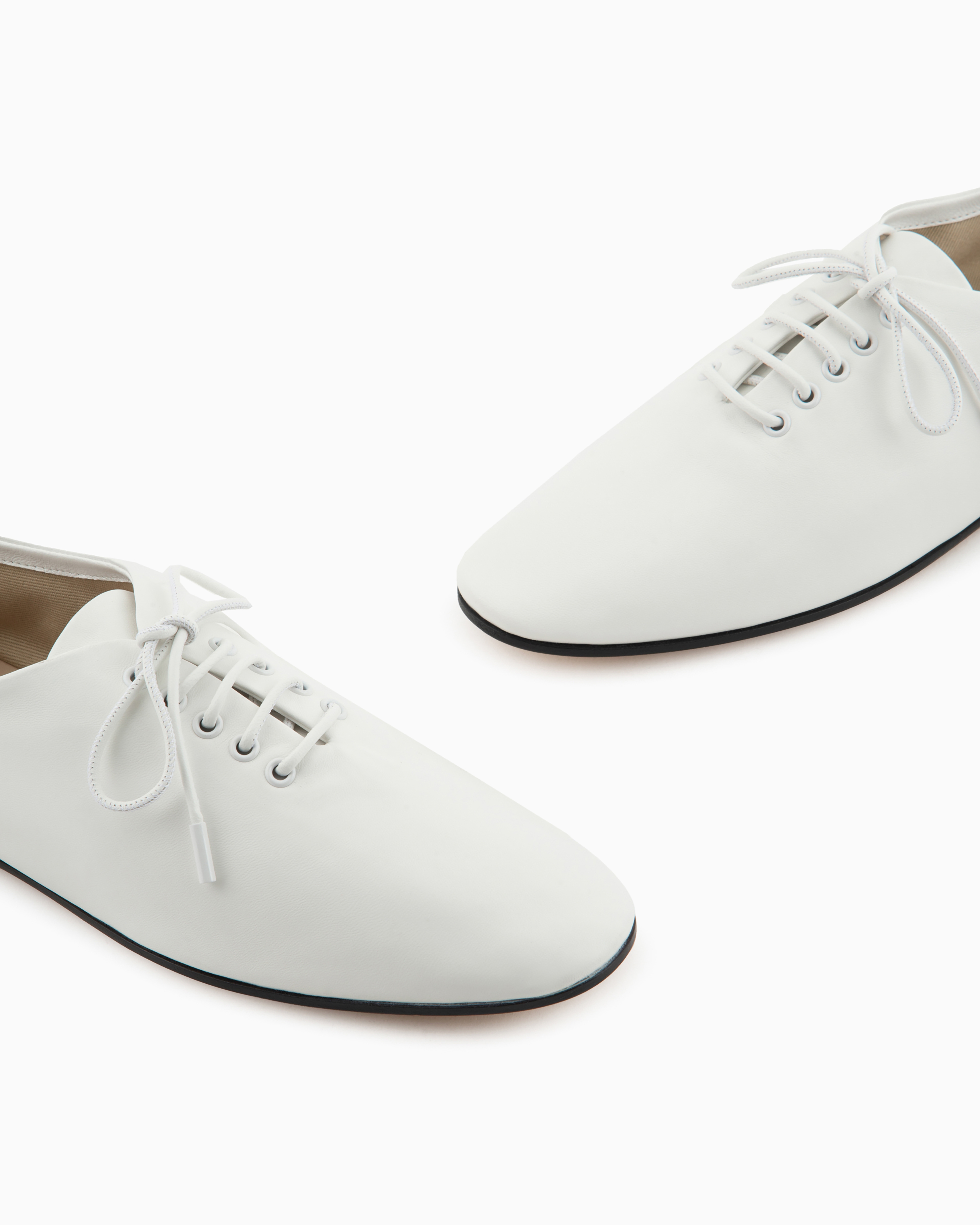 Giorgio Armani Official Store Nappa-leather Lace-ups In Milky White