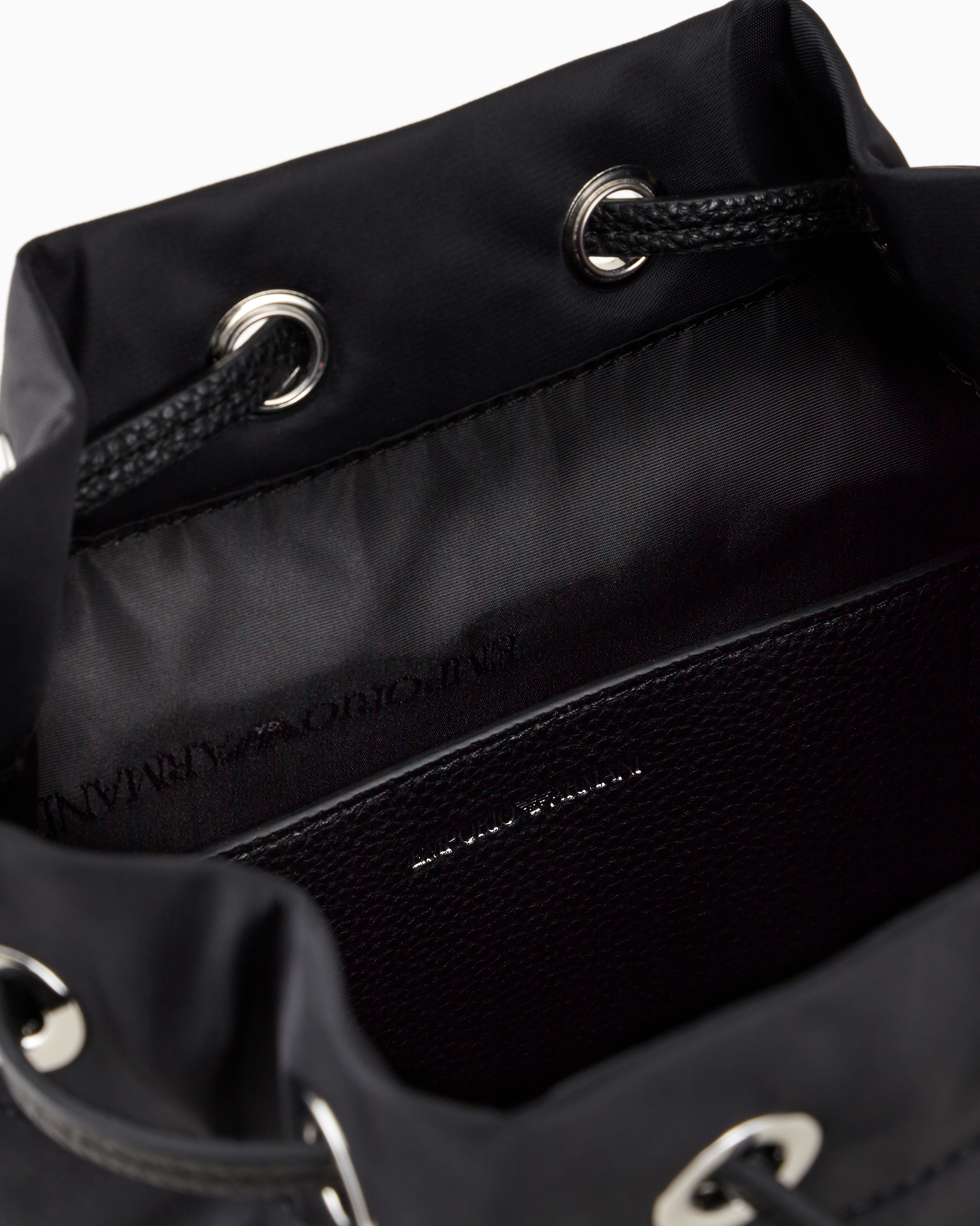 Emporio Armani Travel Essentials Recycled-nylon Bucket Bag In Black