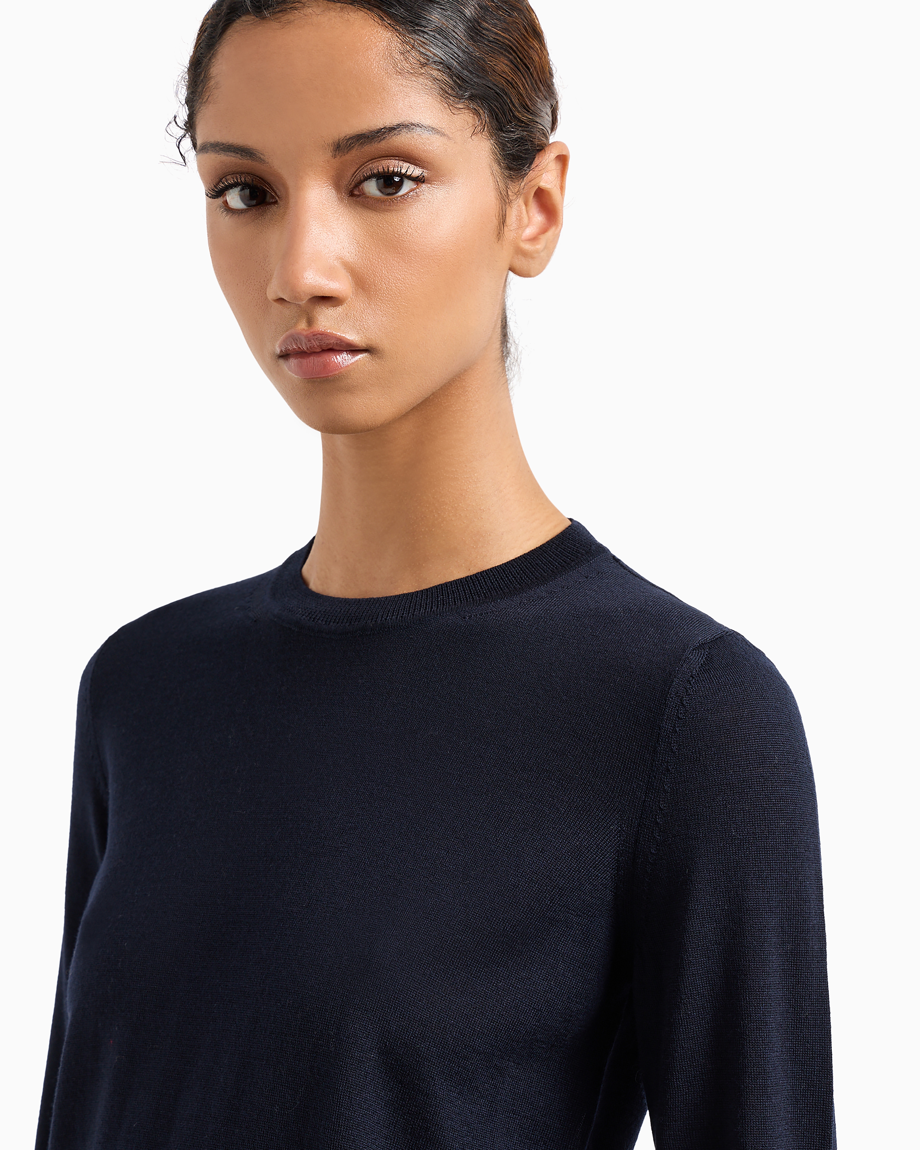 Emporio Armani Crew-neck Jumper In Pure Virgin Wool In Blue