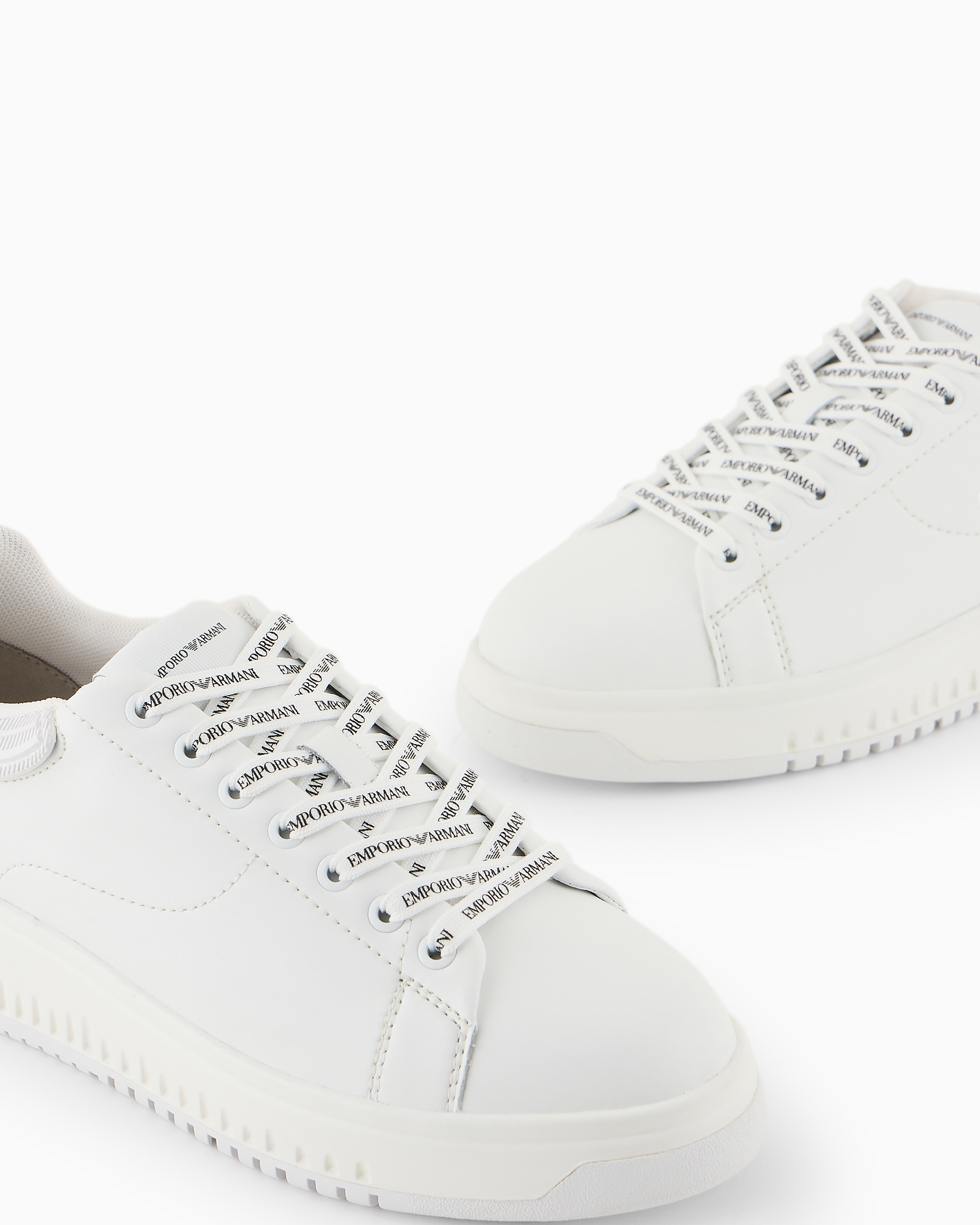 Emporio Armani Leather Sneakers With Rubber Backs In White