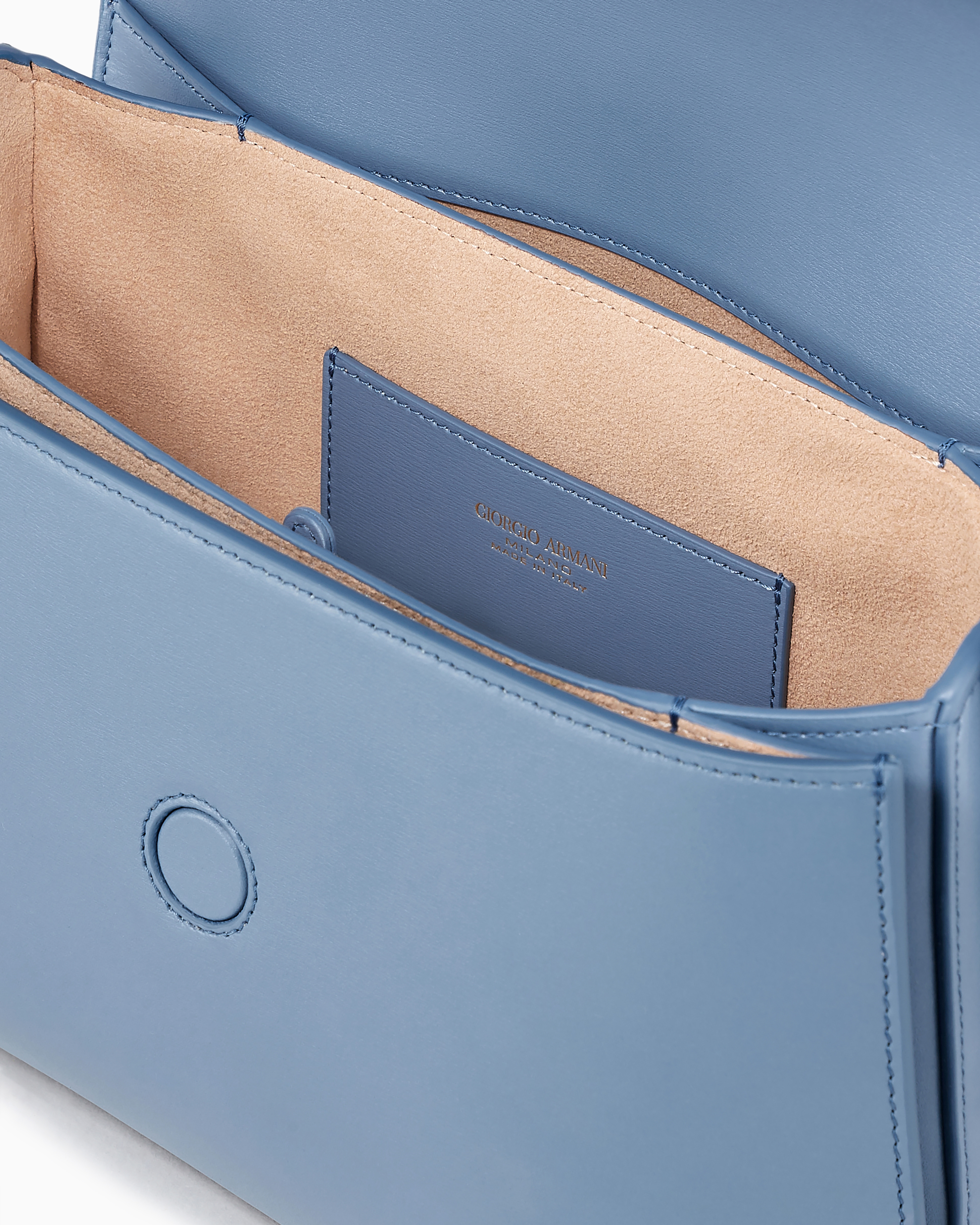 Giorgio Armani Official Store Large Palmellato Leather La Prima Bag In Azure