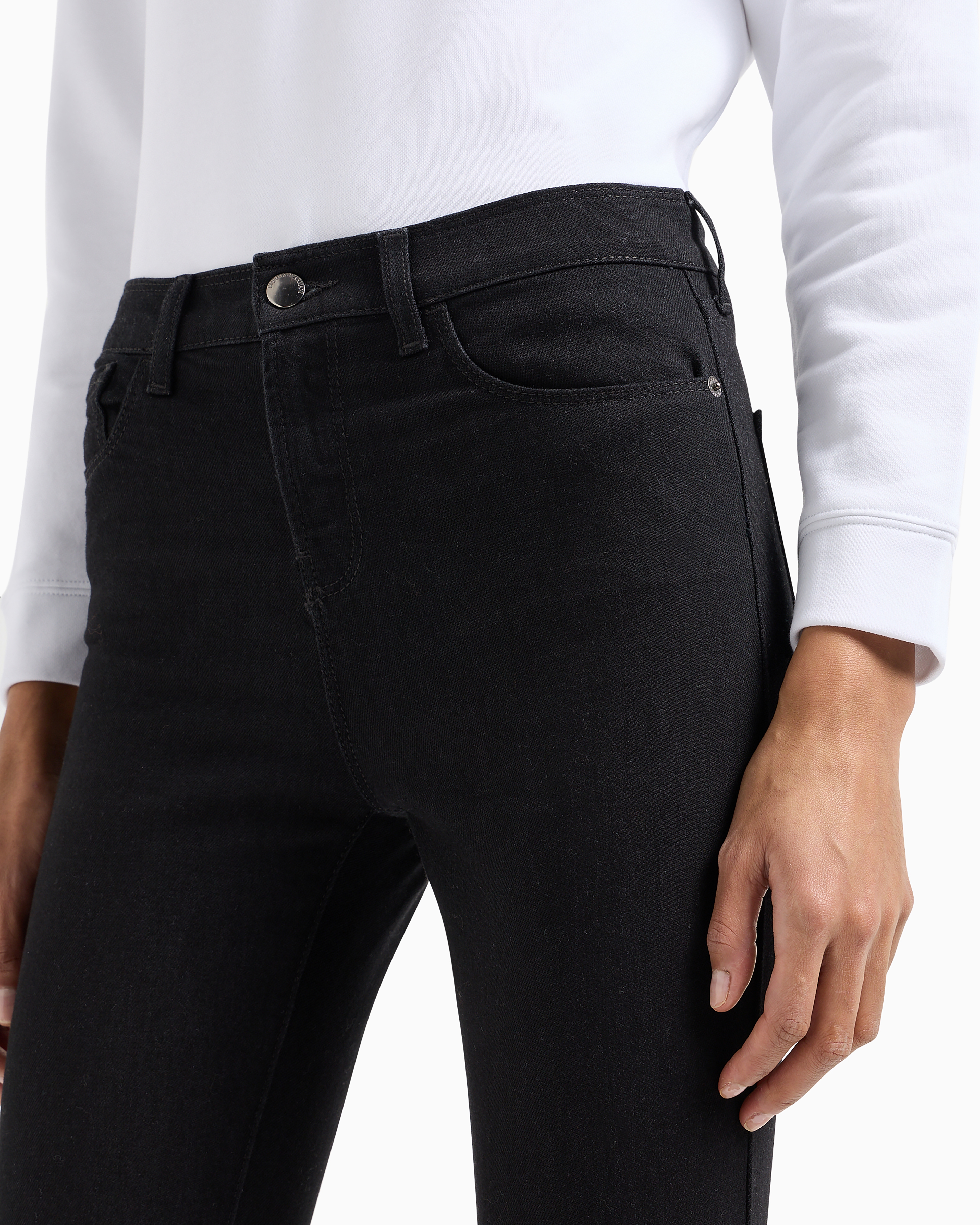 Shop Emporio Armani J20 High-waisted, Super Skinny-leg Jeans In Rinsed Comfort Denim In Black