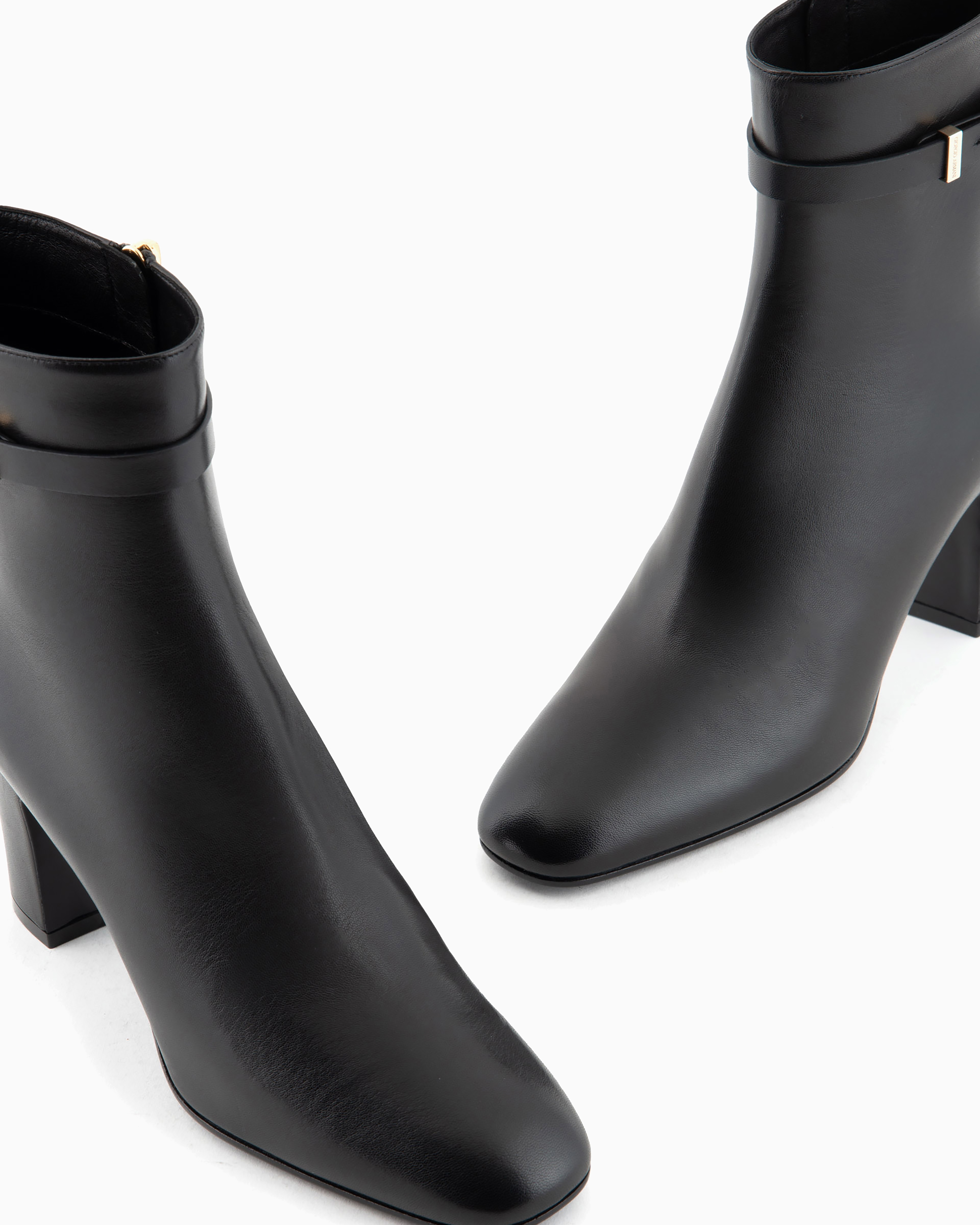 Shop Giorgio Armani Nappa-leather Heeled Ankle Boots In Black