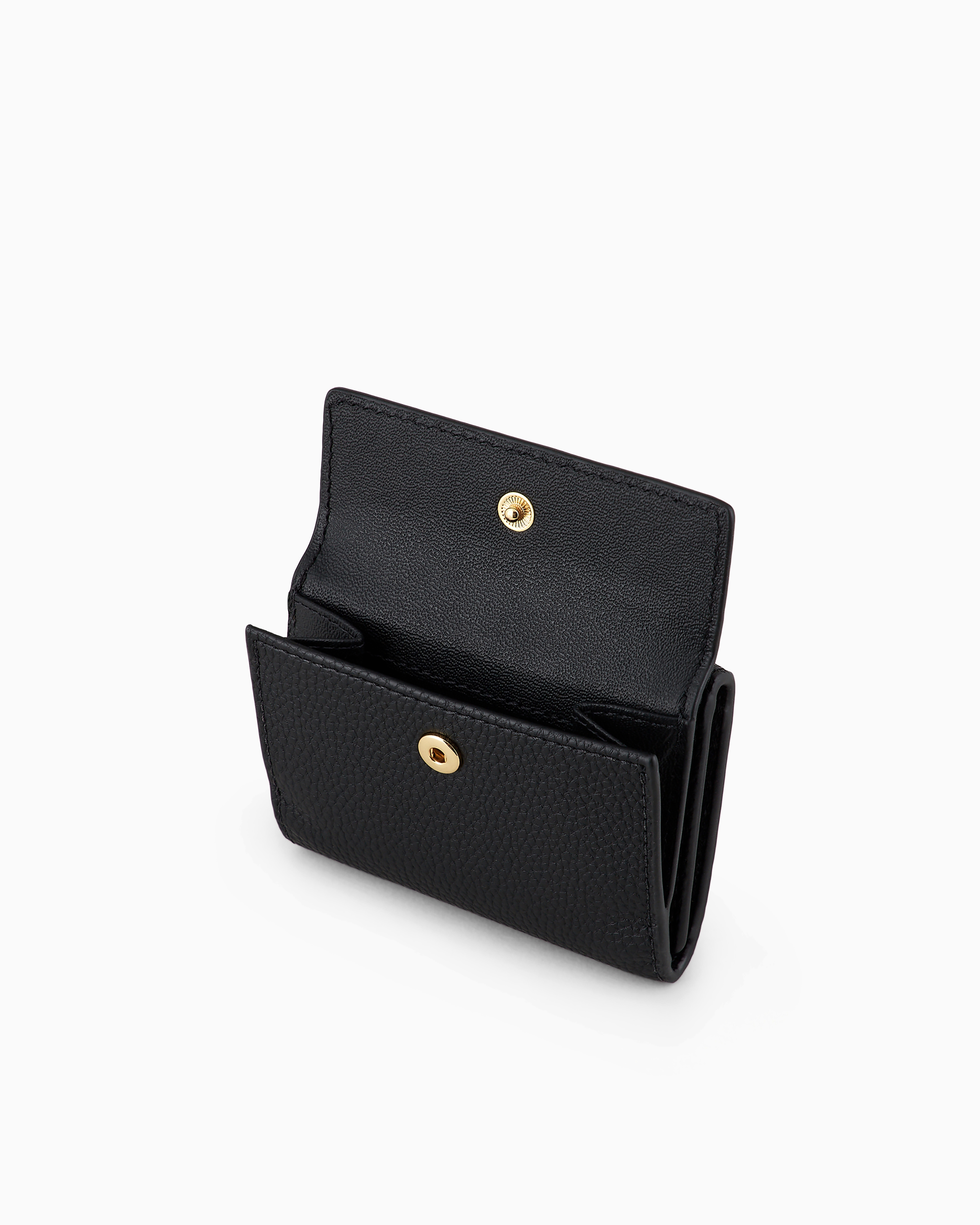 Emporio Armani Myea Trifold Wallet With Deer Print In Black