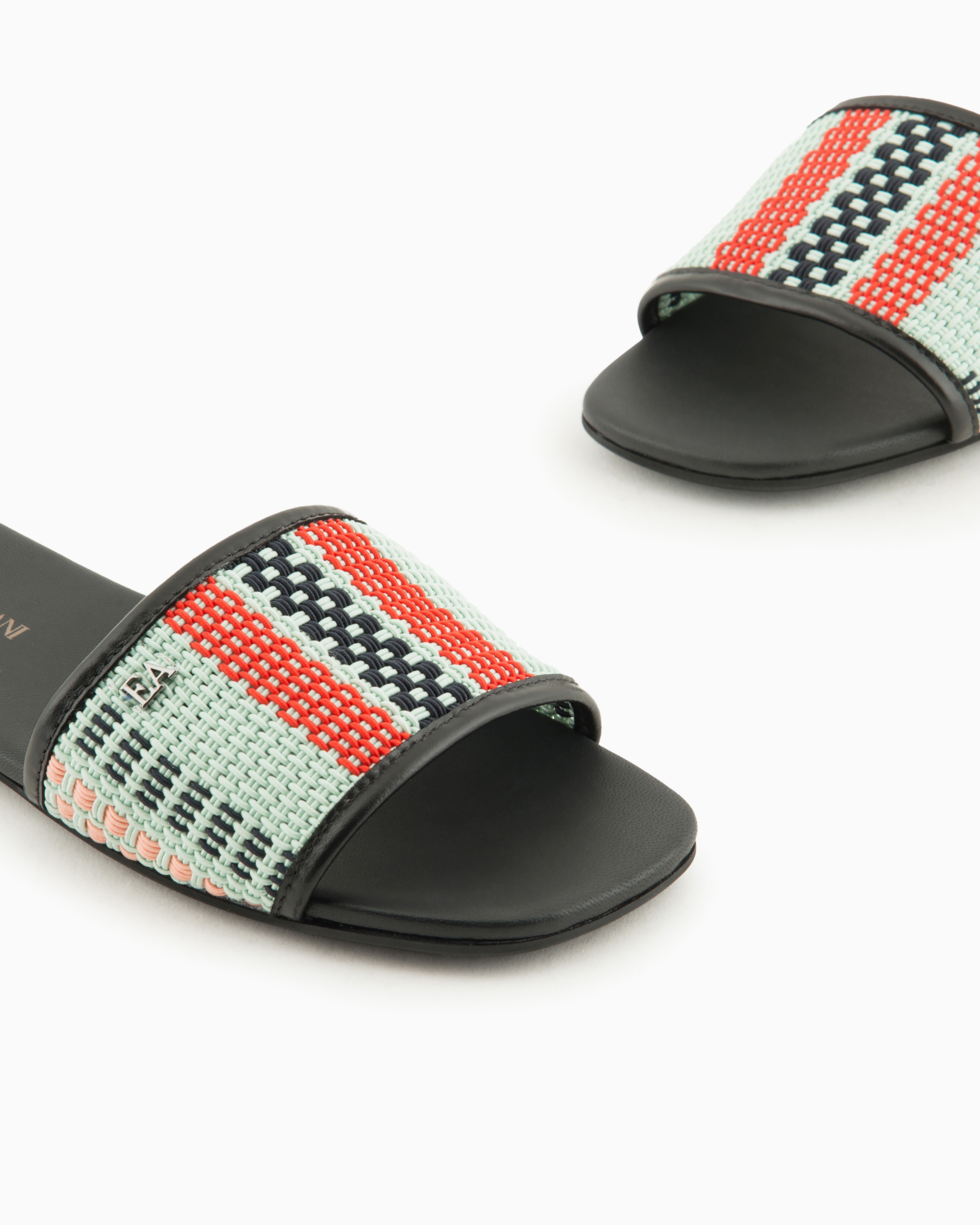 Emporio Armani Official Store Basketweave Sandals In Light Green