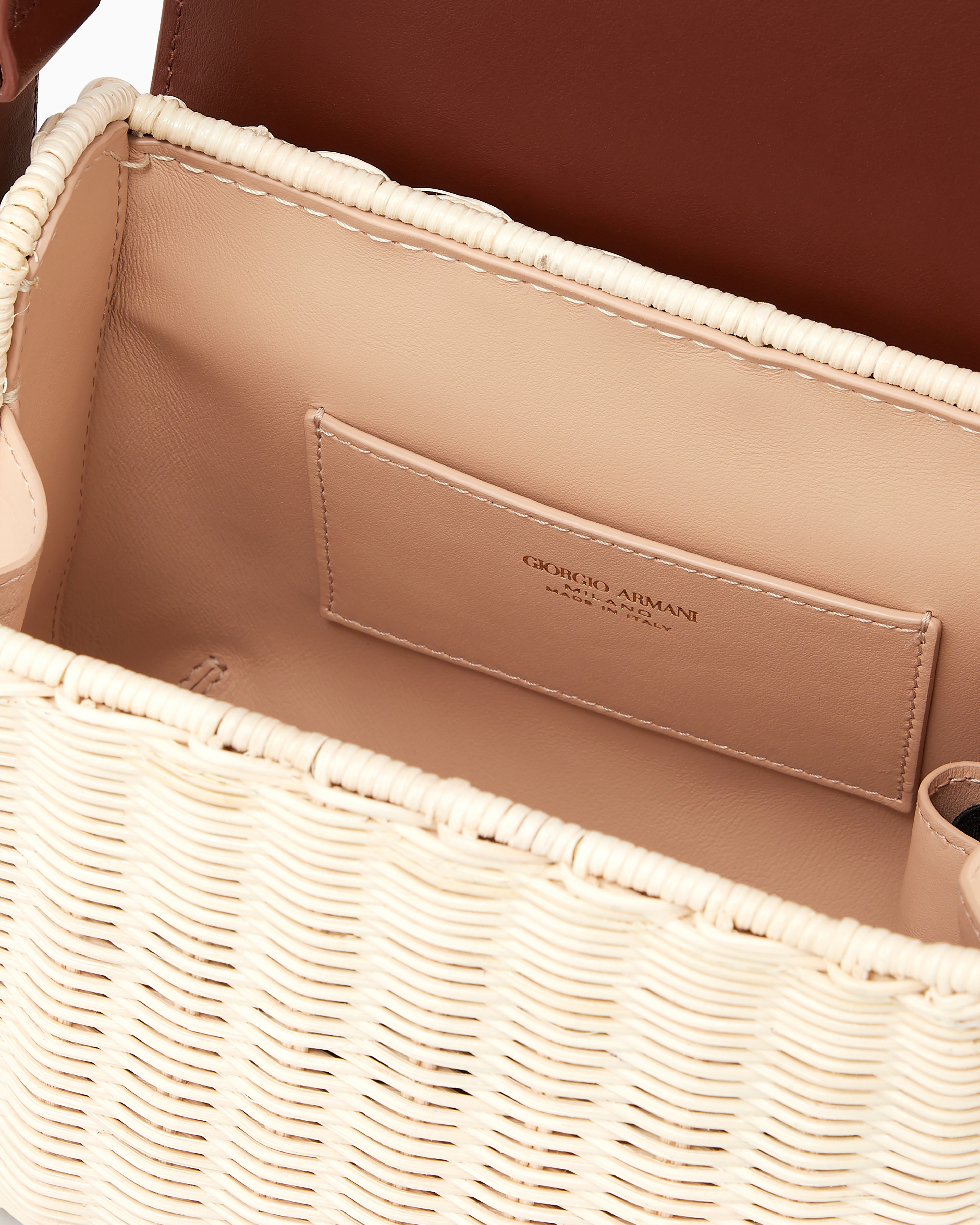 Giorgio Armani Official Store La Prima Wicker And Leather Shoulder Bag In Buff