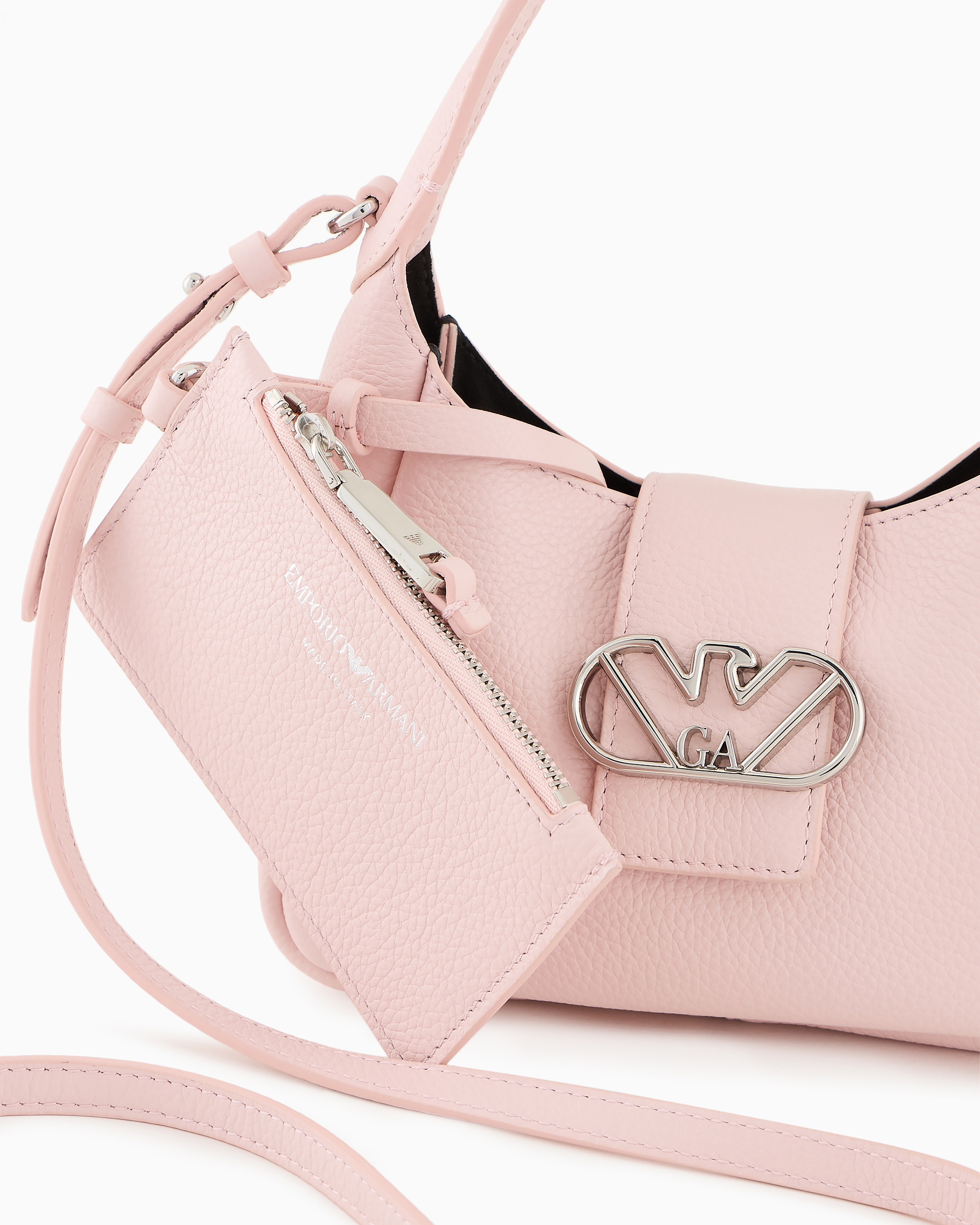 Emporio Armani Eagle-plaque Leather Shoulder Bag In Rosa Chiaro