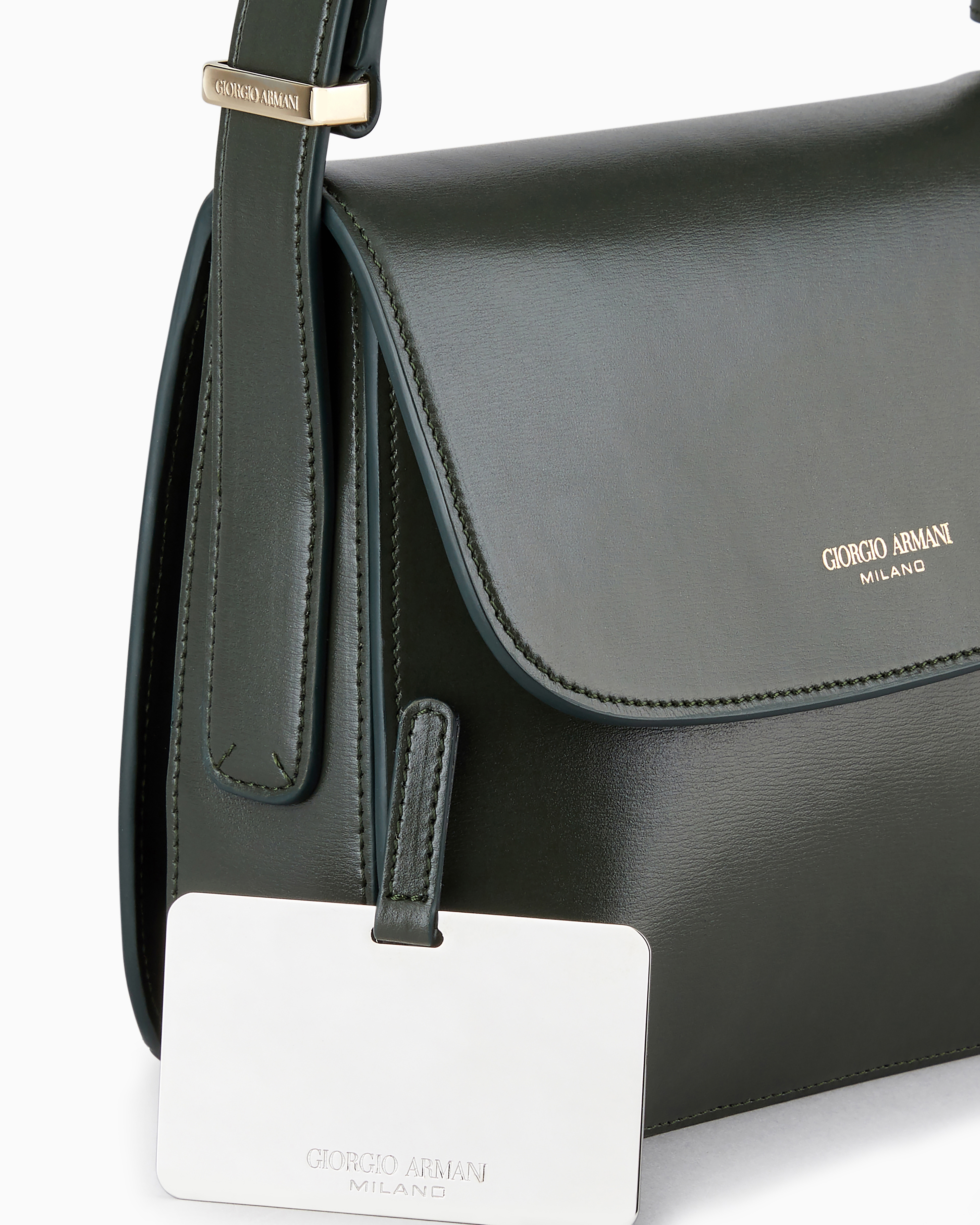 Giorgio Armani Official Store Small Palmellato-leather La Prima Bag In Military Green