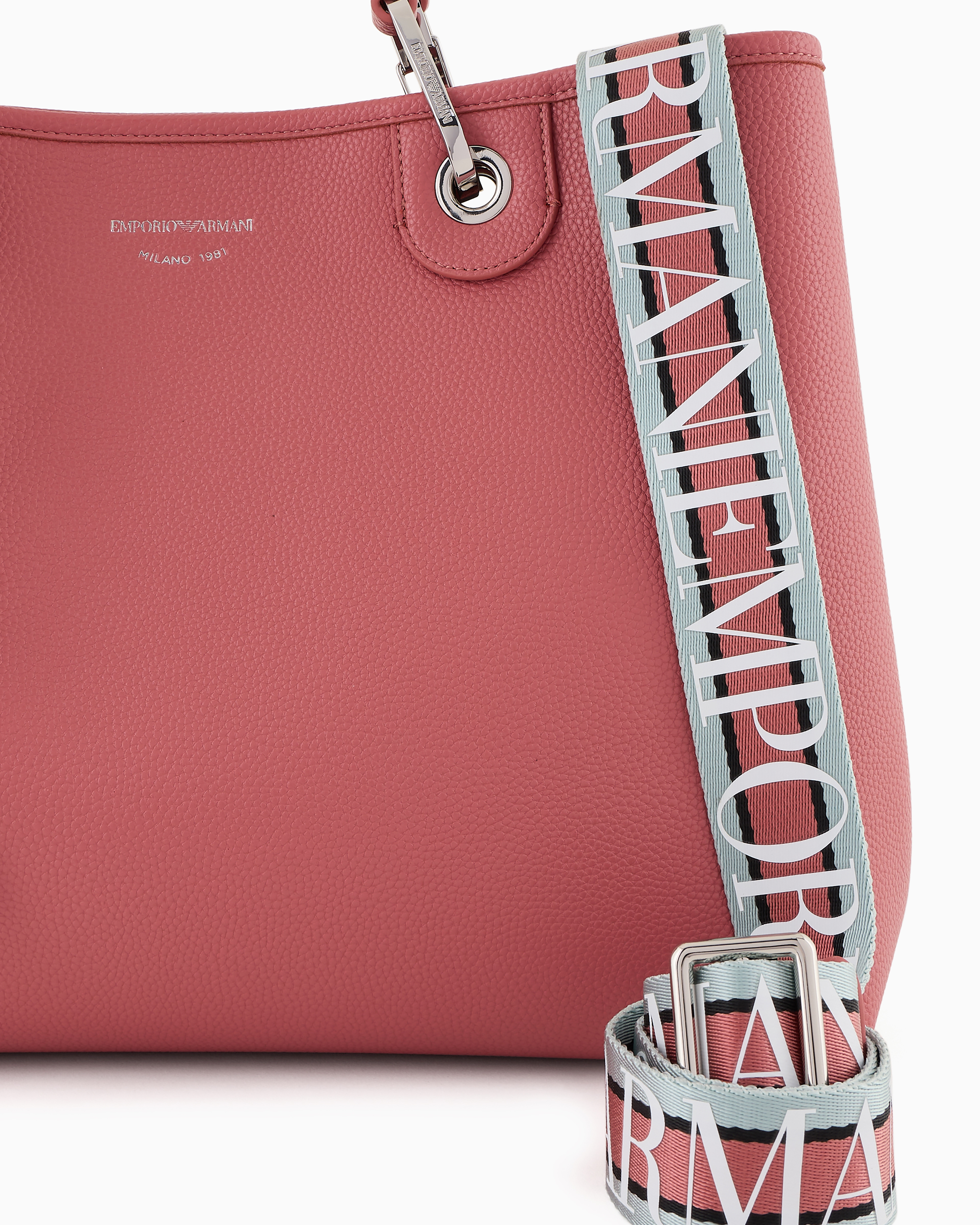 Emporio Armani Official Store Medium Myea Shopper Bag With Deer Print In Powder Pink