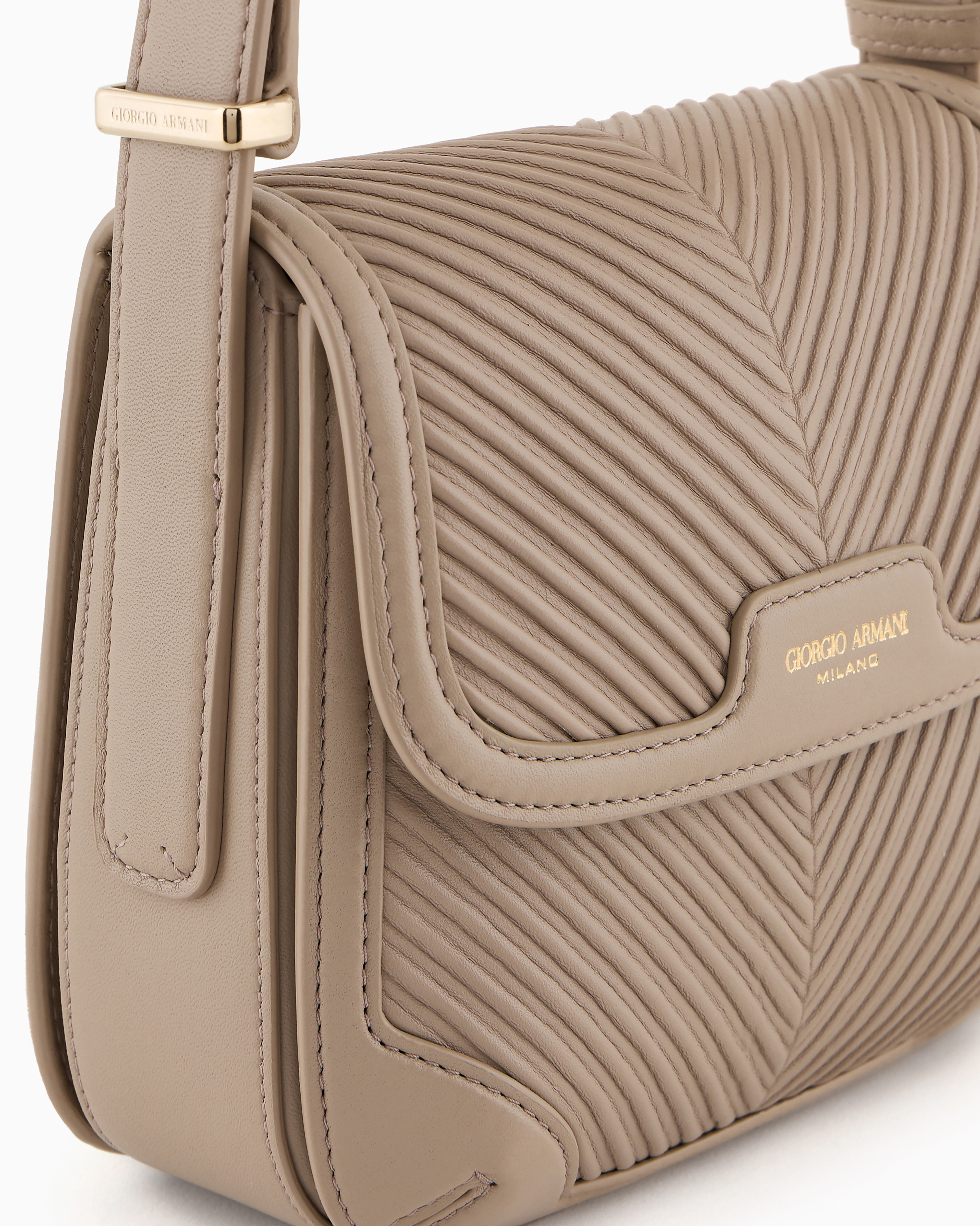 Giorgio Armani Official Store Pleated Nappa-leather La Prima Bag In Beige