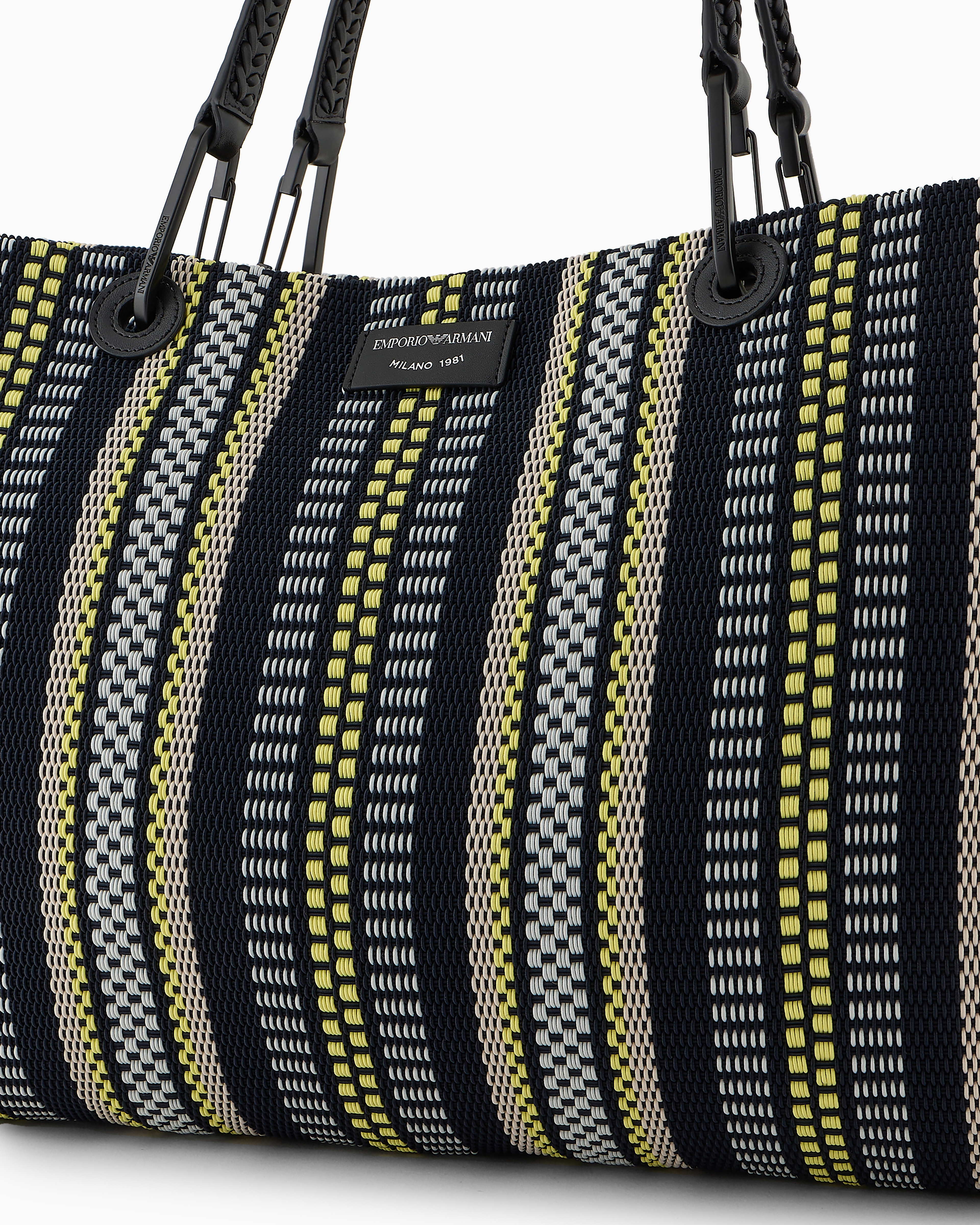 Emporio Armani Official Store Myea Large Basketweave Shopper Bag In Pattern