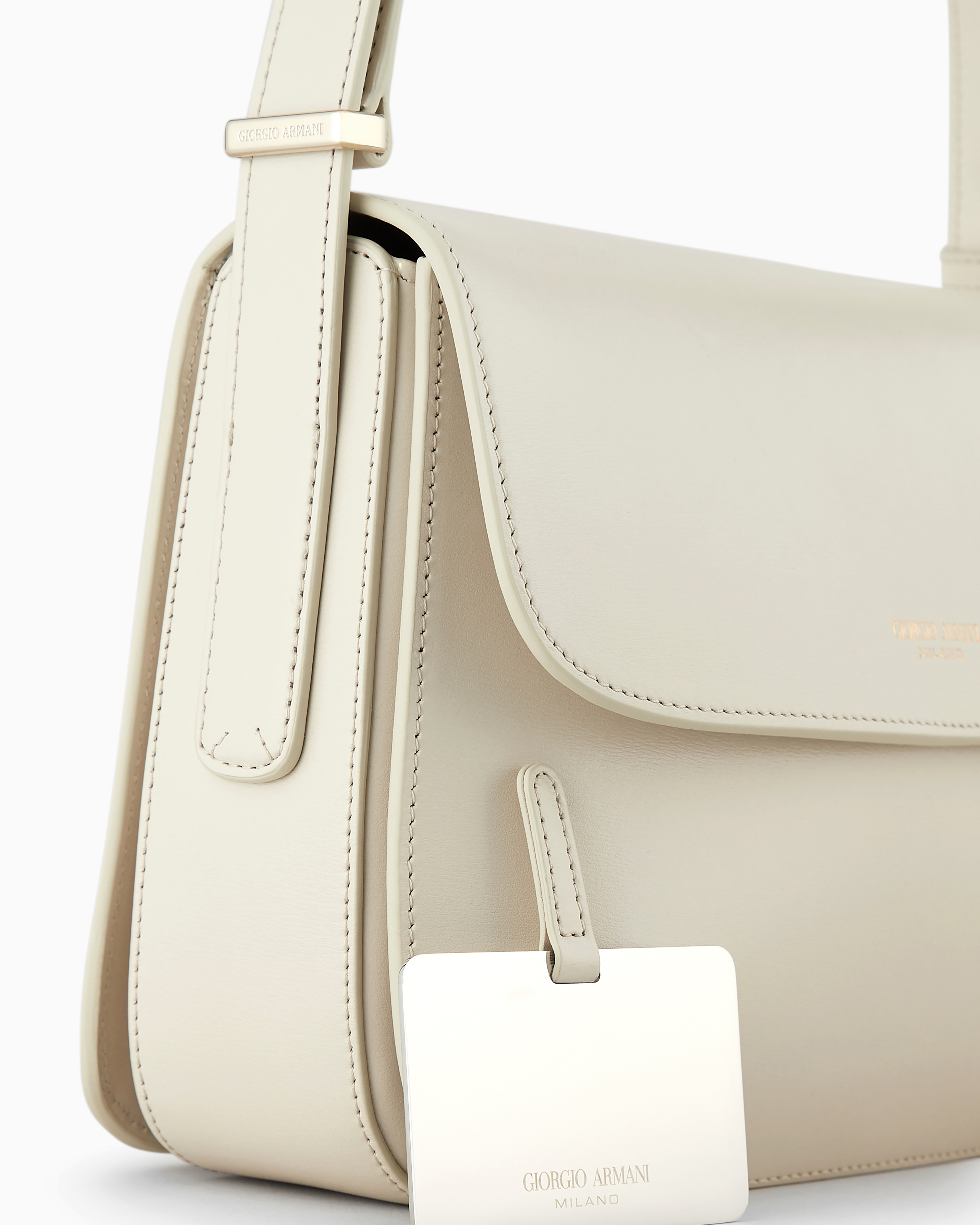 Giorgio Armani Official Store Large Palmellato Leather La Prima Bag In White