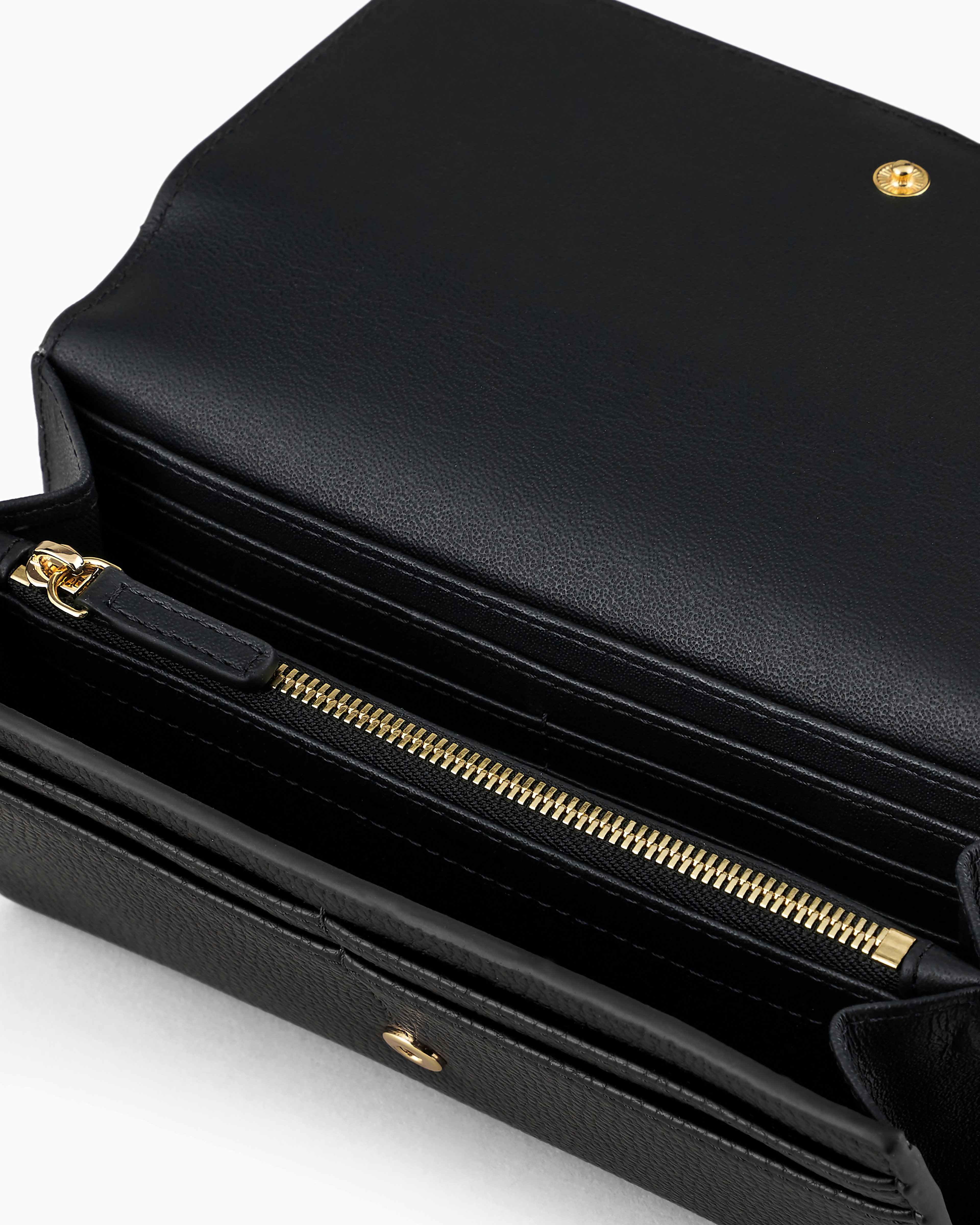 Emporio Armani Official Store Deer-print Myea Wallet With Flap In Black