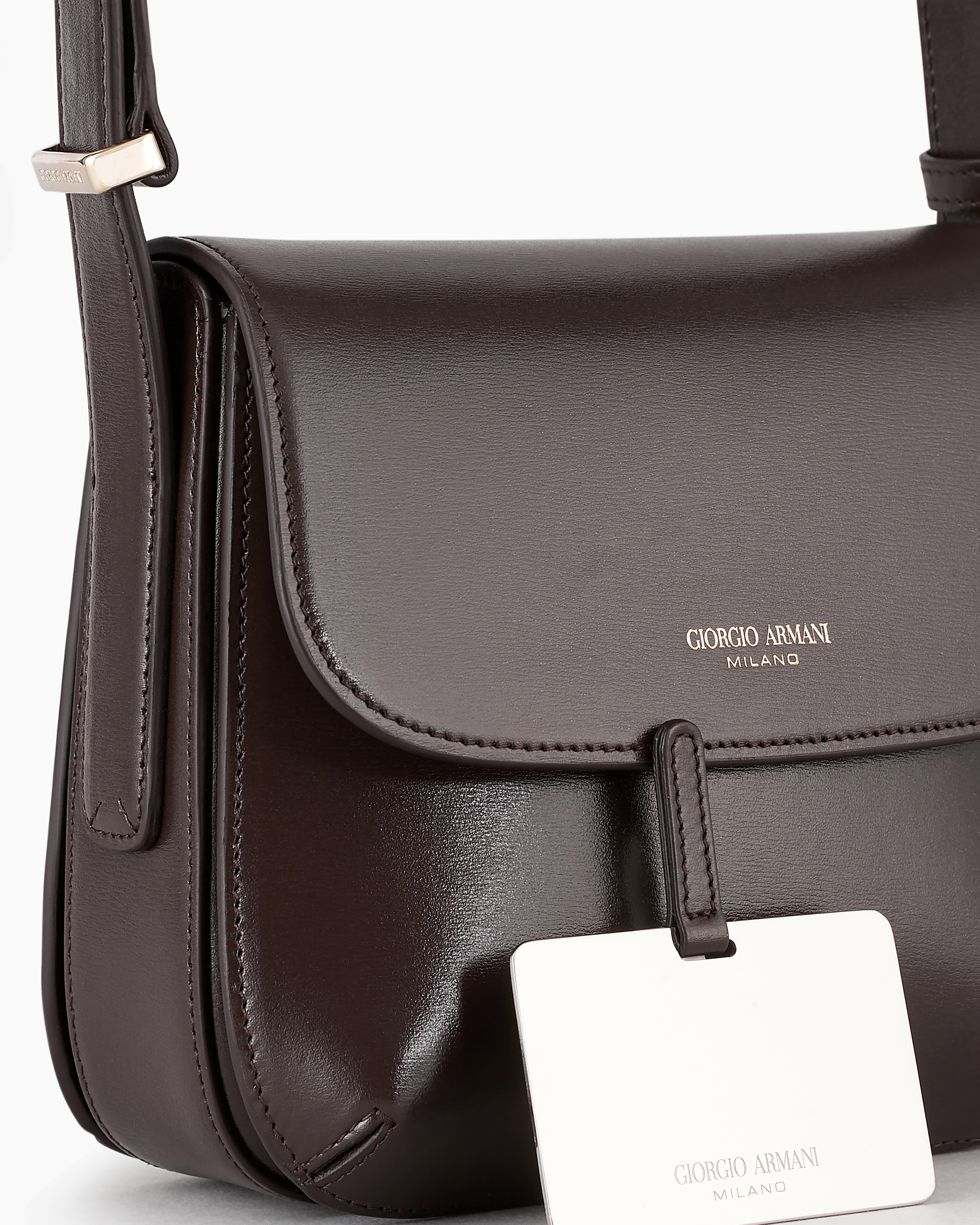 Giorgio Armani Official Store Small Palmellato-leather La Prima Bag In Brown