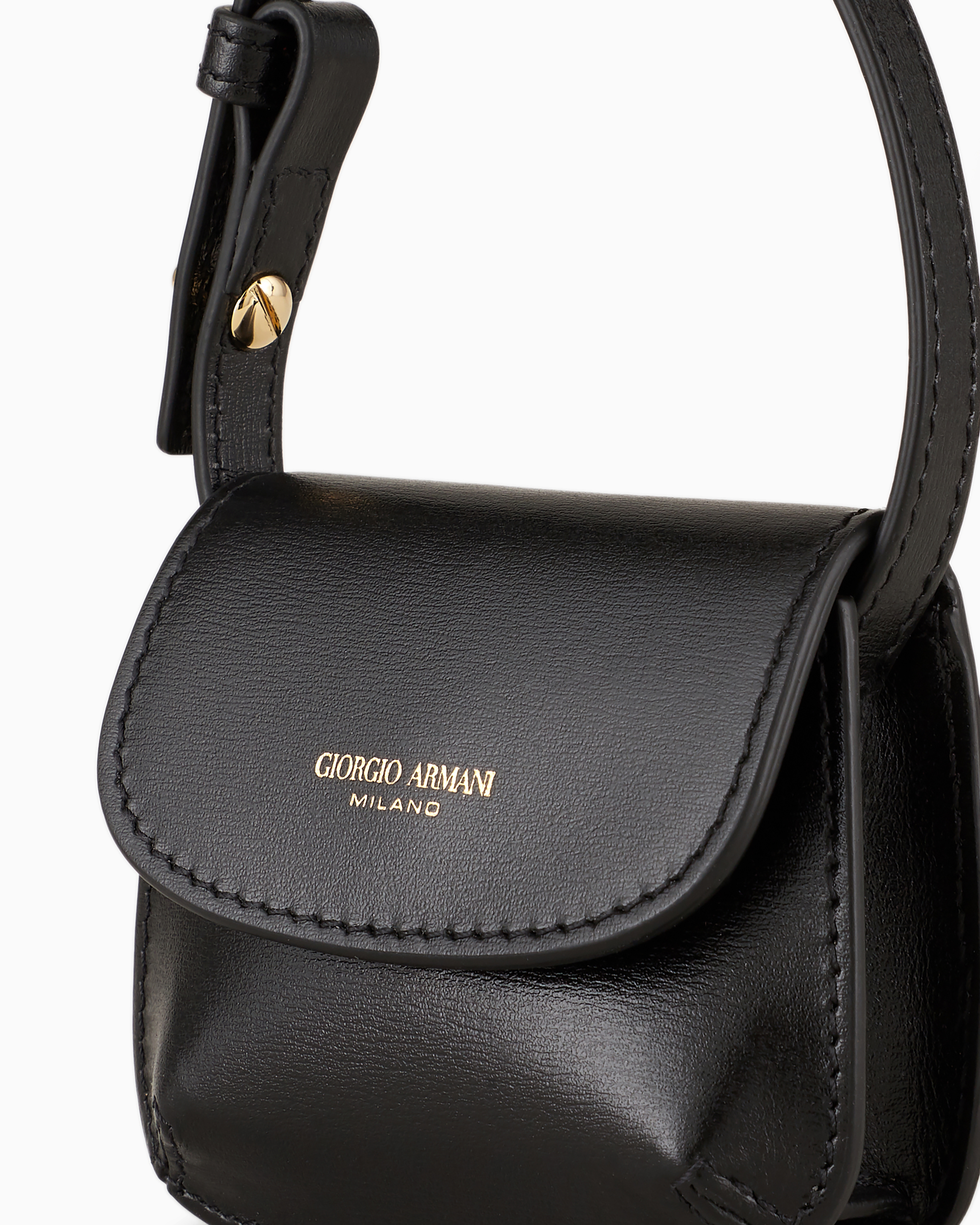 Giorgio Armani Official Store La Prima Palmellato Leather Mini-charm In Black
