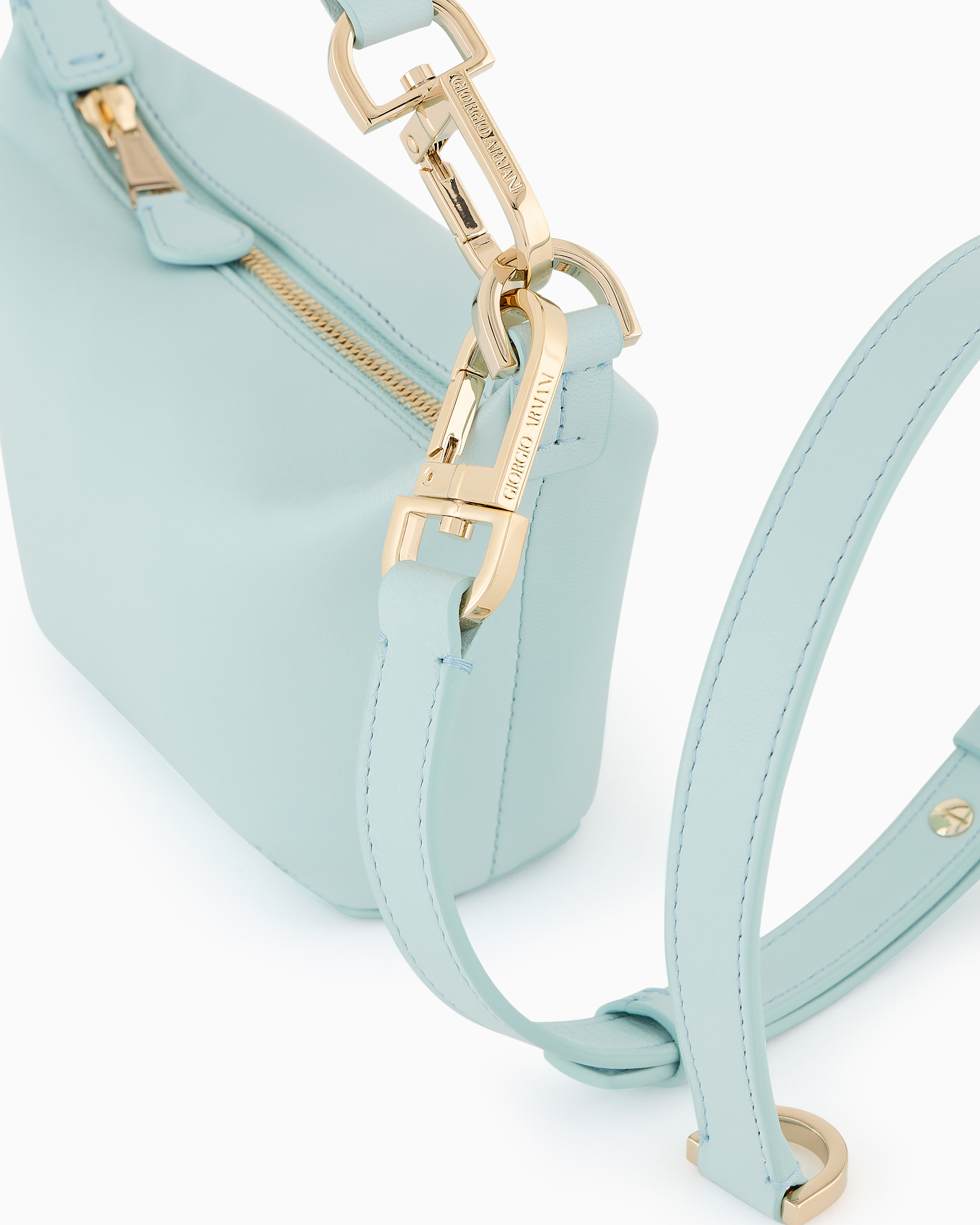 Giorgio Armani Official Store Mini La Prima Soft Nappa-leather Handbag In Azure