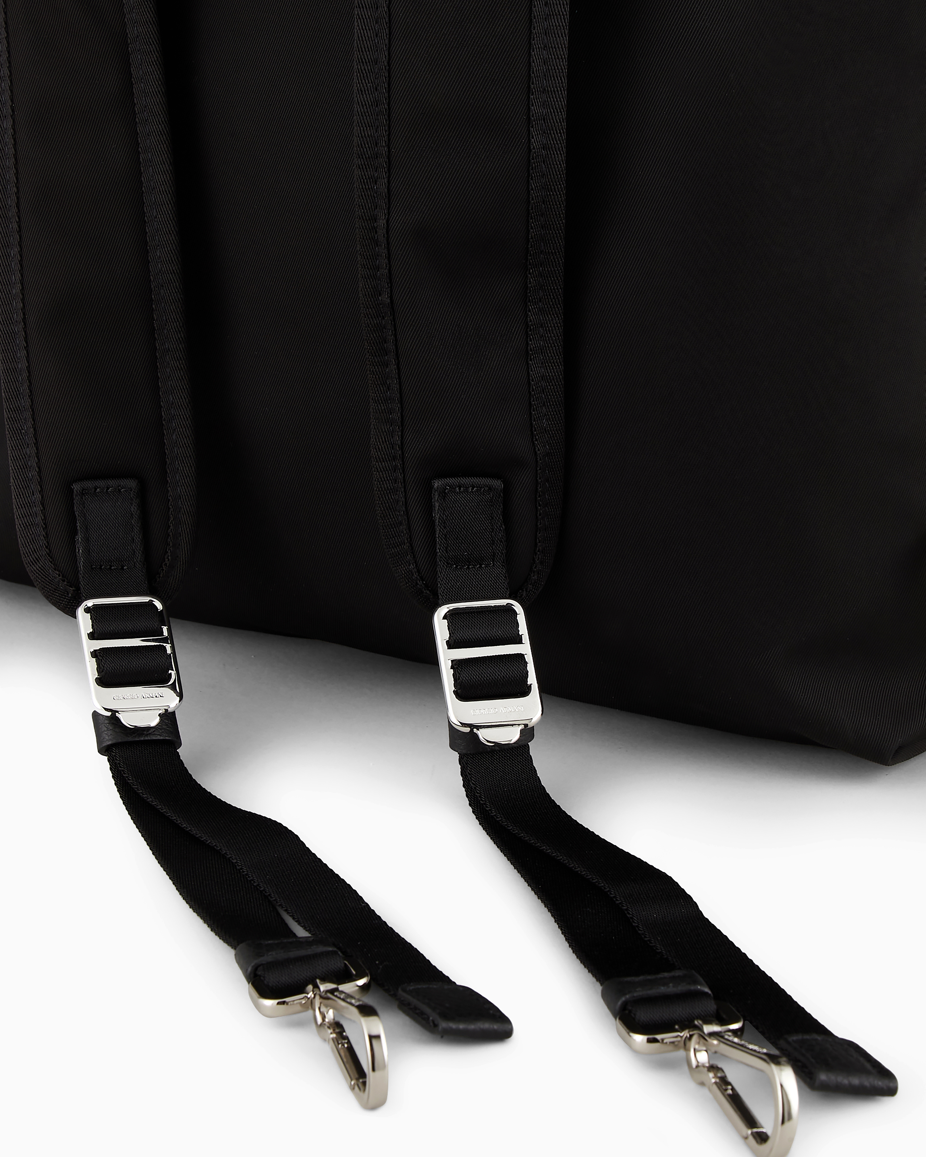 Giorgio Armani Official Store Armani Sustainability Values Nylon And Pebbled Leather Convertible Shopper Bag In Black