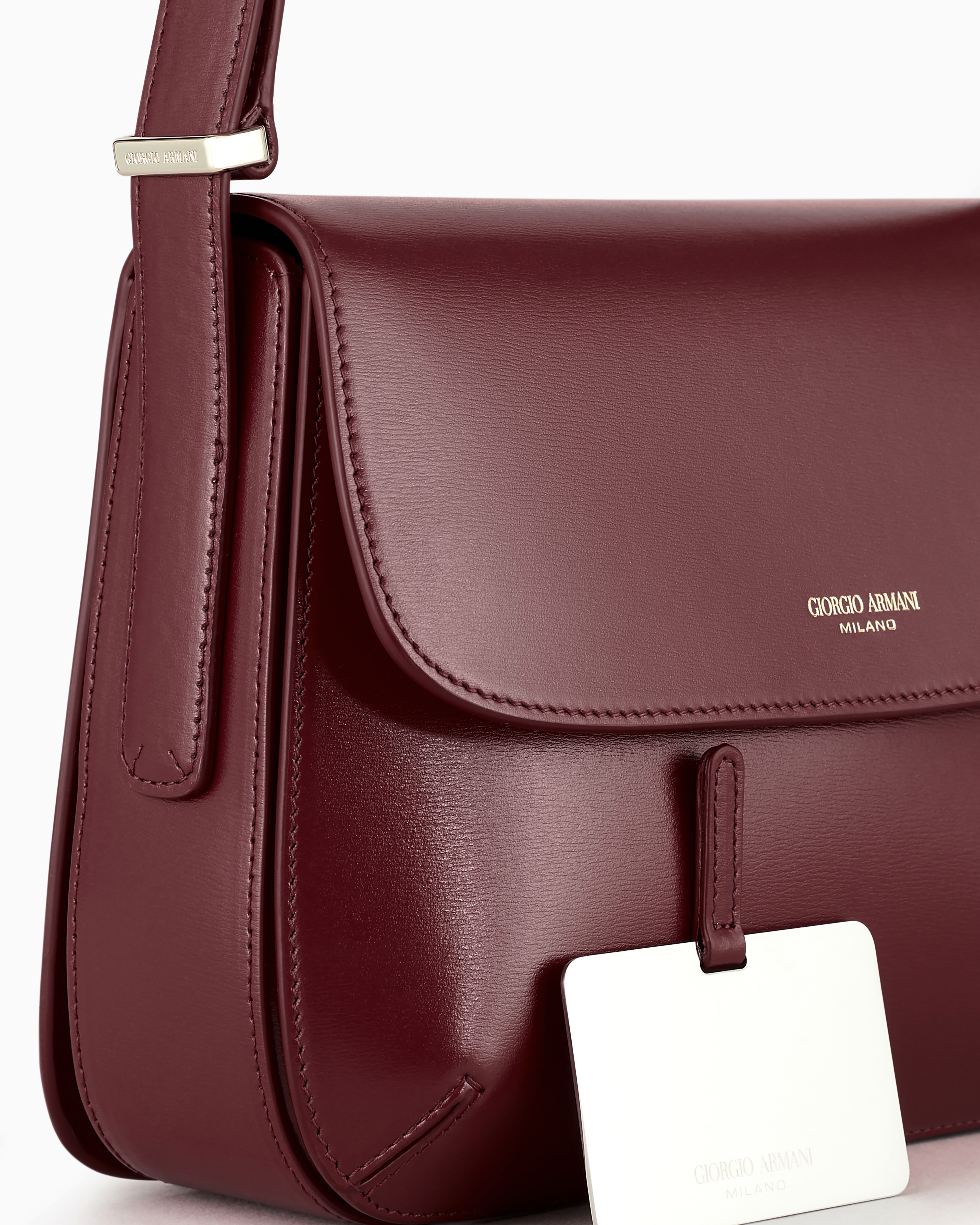 Giorgio Armani Large Palmellato Leather La Prima Bag In Bordeaux