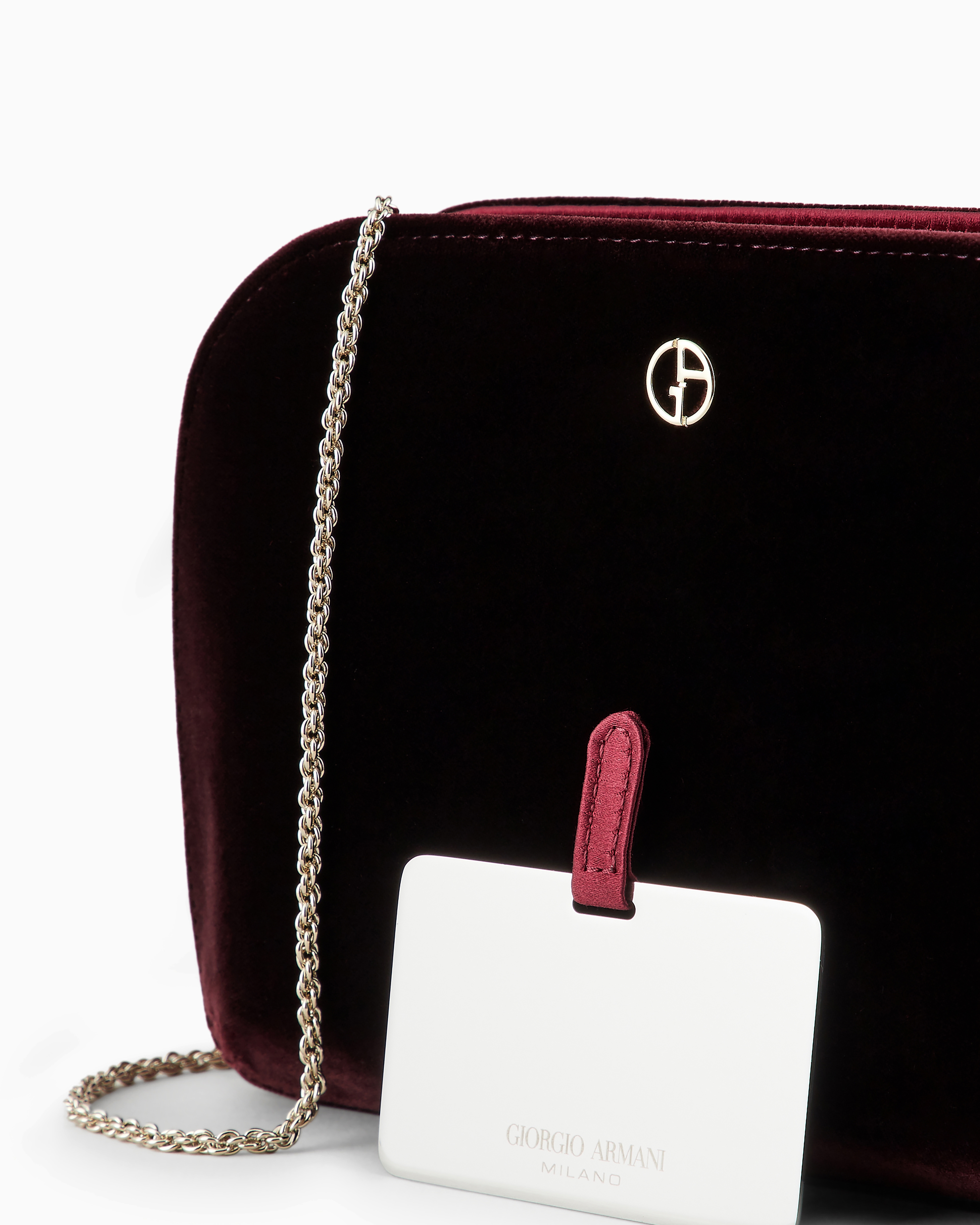 Shop Giorgio Armani Velvet And Satin La Prima Clutch In Bordeaux